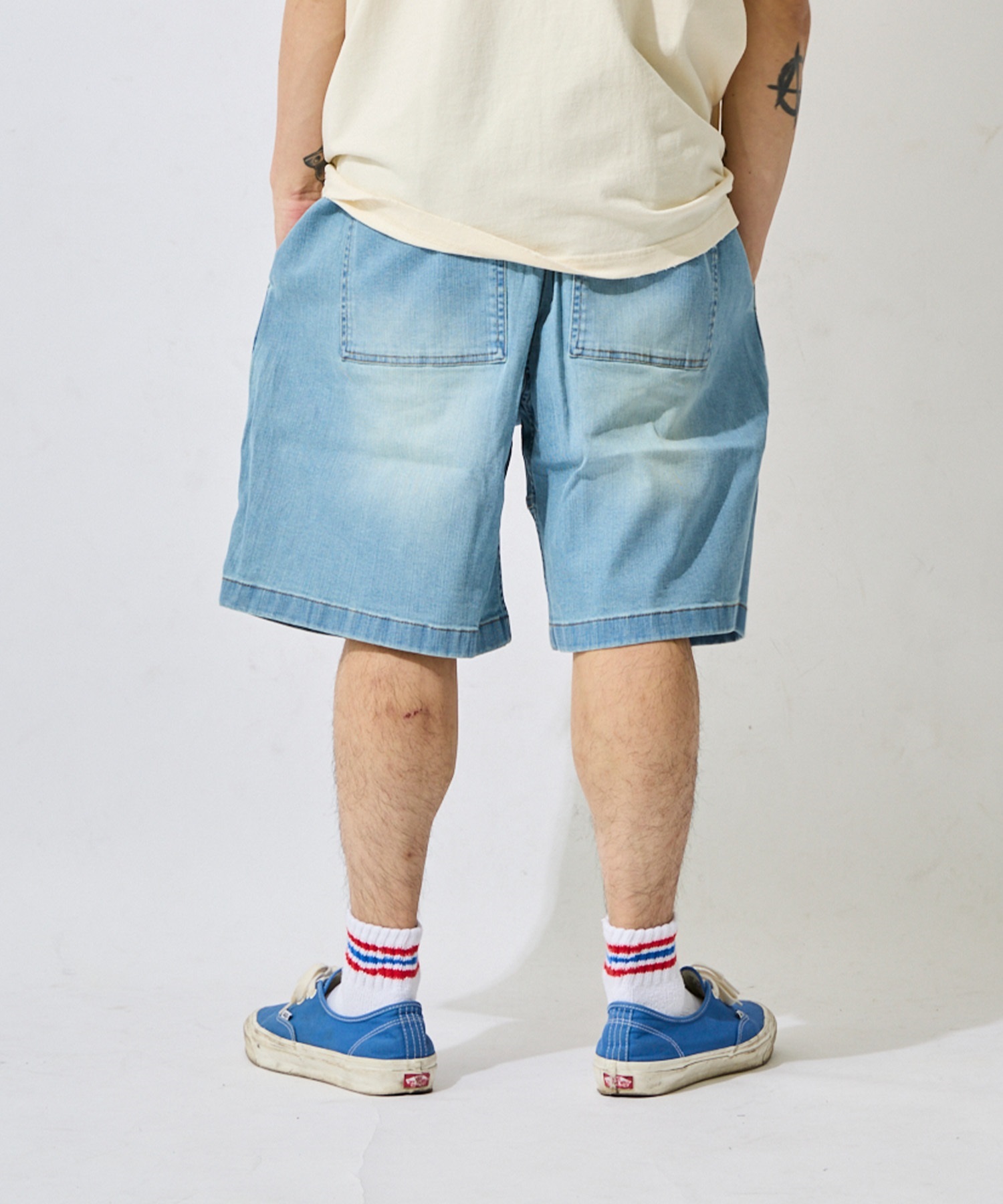 DEAR LAUREL ディアローレル ハーフパンツ ショートパンツ メンズ シンプル DENIM LOOSE SHORT GMP6-S2067(BLU-M)