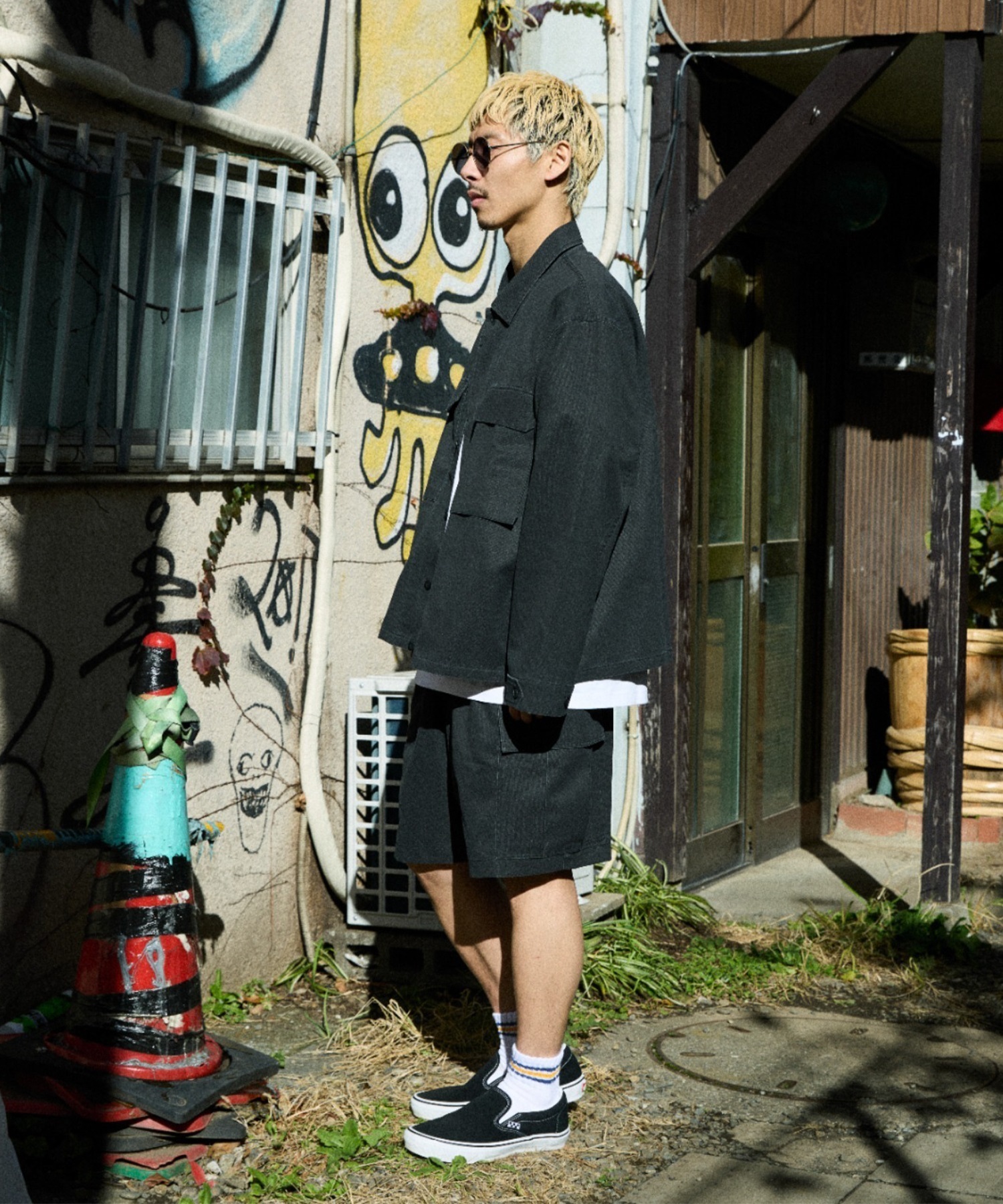 DEAR LAUREL ディアローレル ハーフパンツ ショートパンツ メンズ DOT DOBBY CARGO SHORTS DL26S-3303(BLK-M)