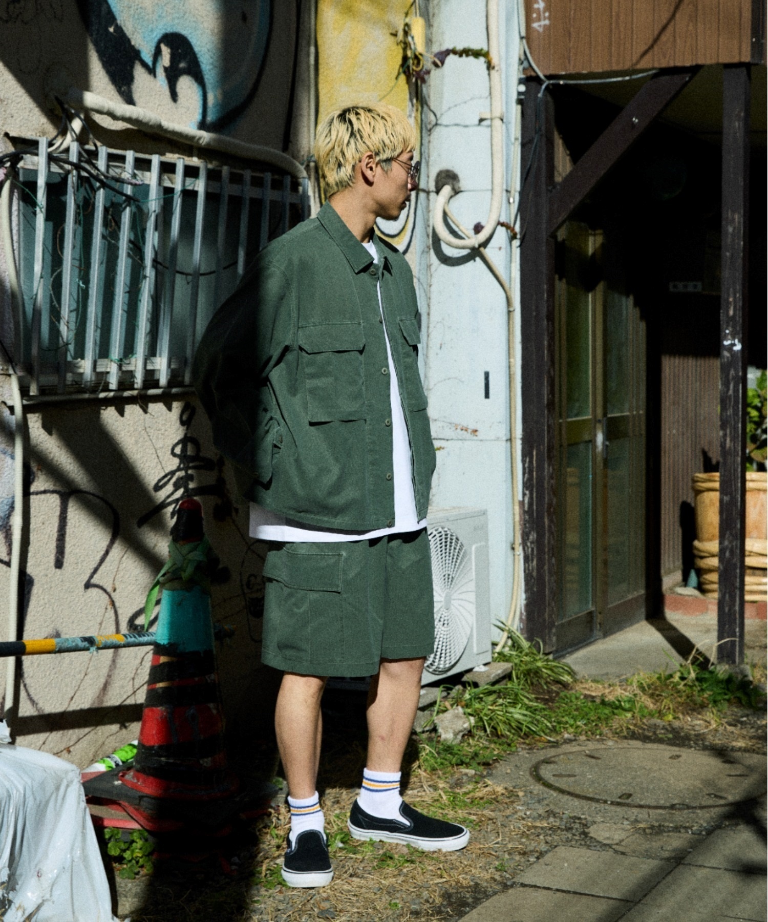 DEAR LAUREL ディアローレル ハーフパンツ ショートパンツ メンズ DOT DOBBY CARGO SHORTS DL26S-3303(BLK-M)