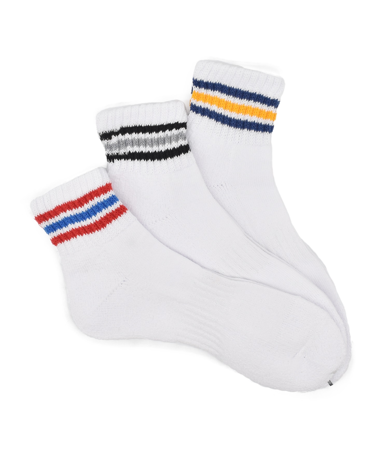 DEAR LAUREL ディアローレル ソックス 靴下 メンズ クォーターソックス LINE QUARTER SOCKS DL6S31-1803(WHITE-M)