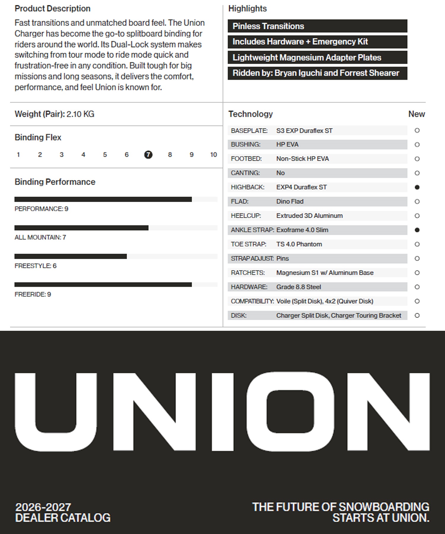 UNION ユニオン チャージャー CHARGER スノーボード バインディング