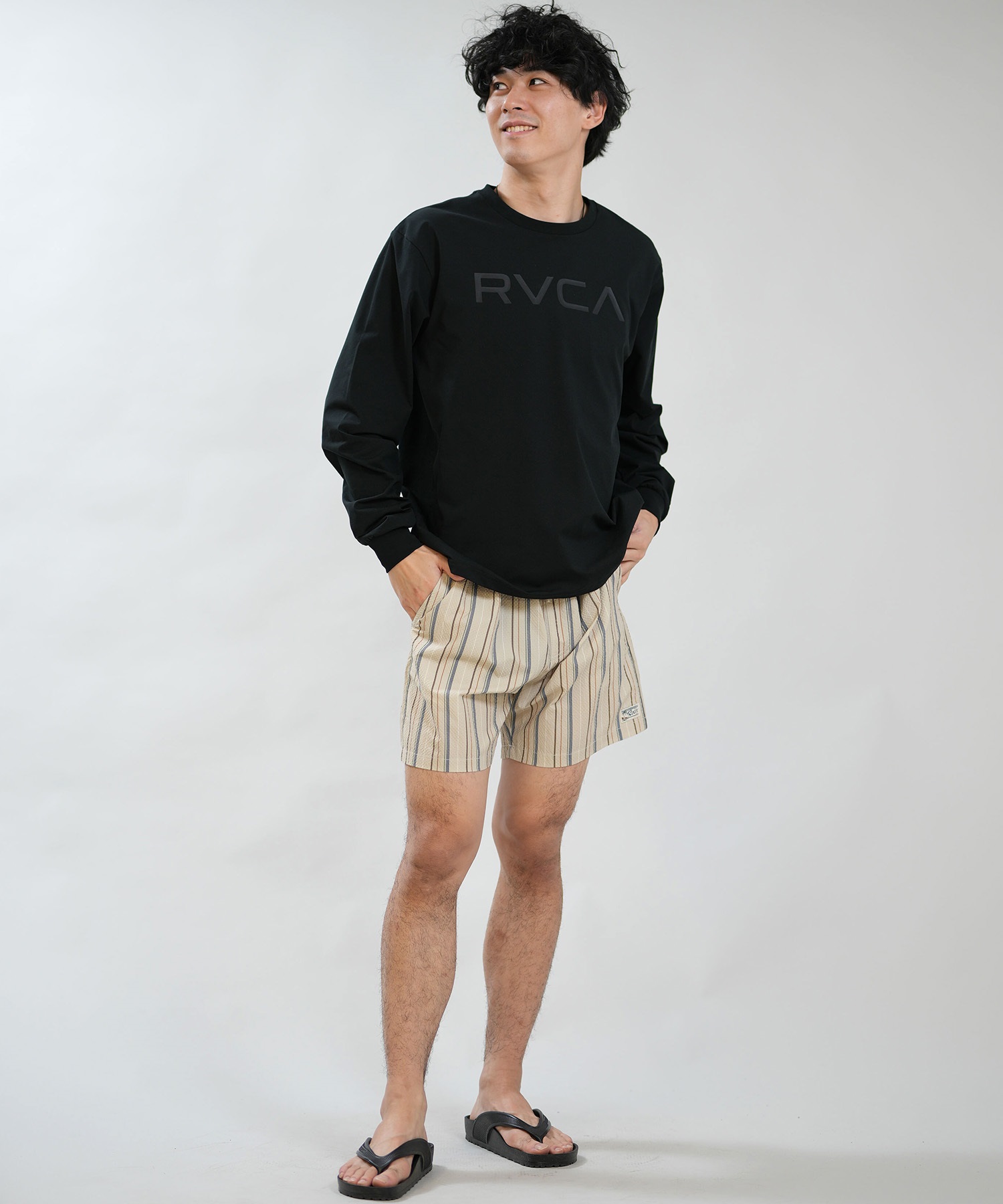 RVCA ブラック 水着・ラッシュガード セット RVCA ルーカ 水着 ラッシュガード 長袖 Tシャツ ロンT メンズ UVカット