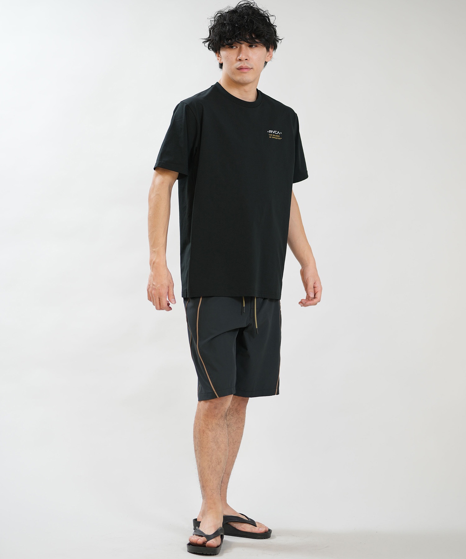 RVCA ブラック 水着・ラッシュガード セット RVCA ルーカ 水着 ラッシュガード 半袖 Tシャツ メンズ UVカット 吸水