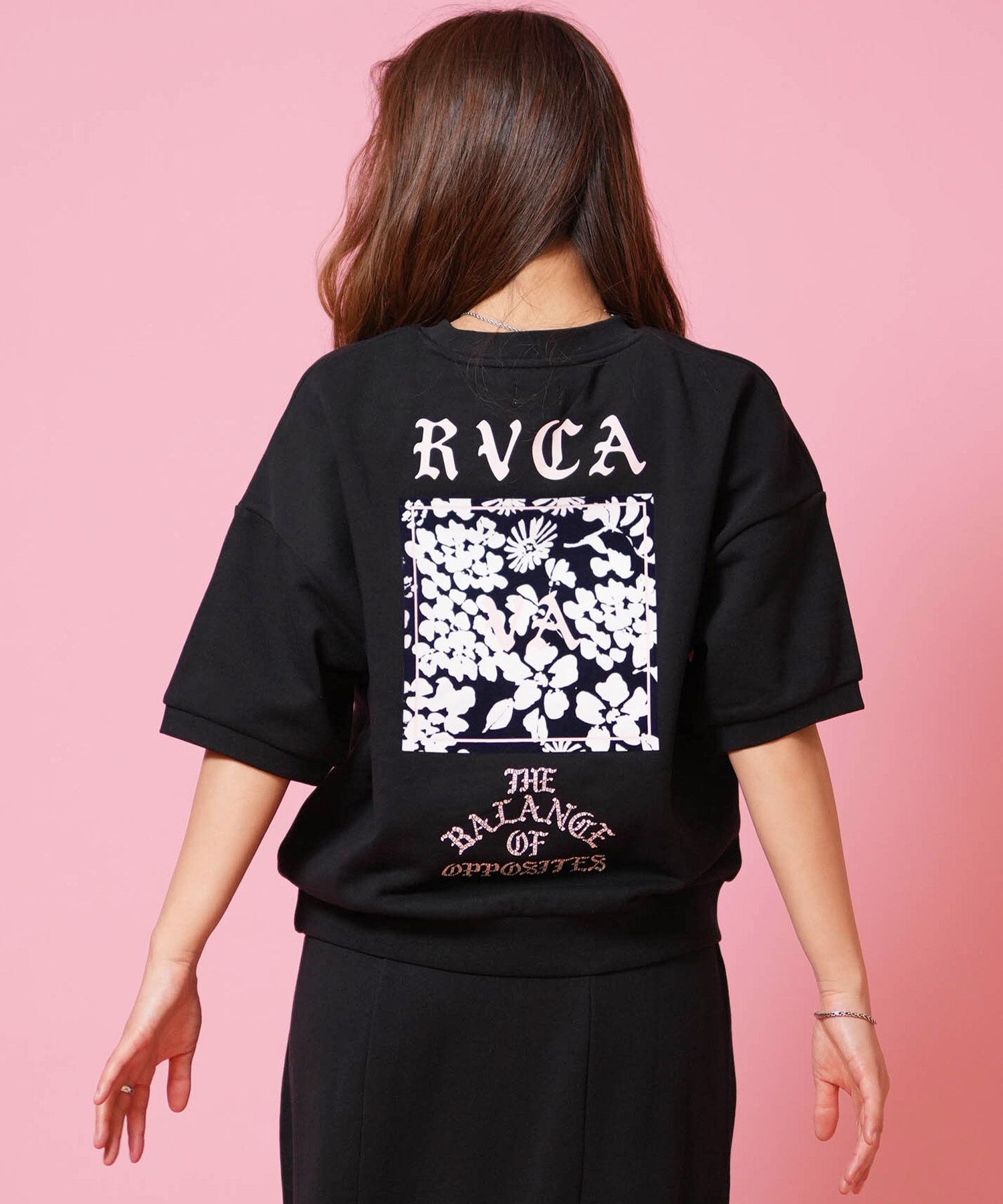 愛のままにbasi台風飯店スウェットトレーナーバックプリントブラックサイズL RVCA ルーカ 半袖 Tシャツ トレーナー スウェット レディース バック