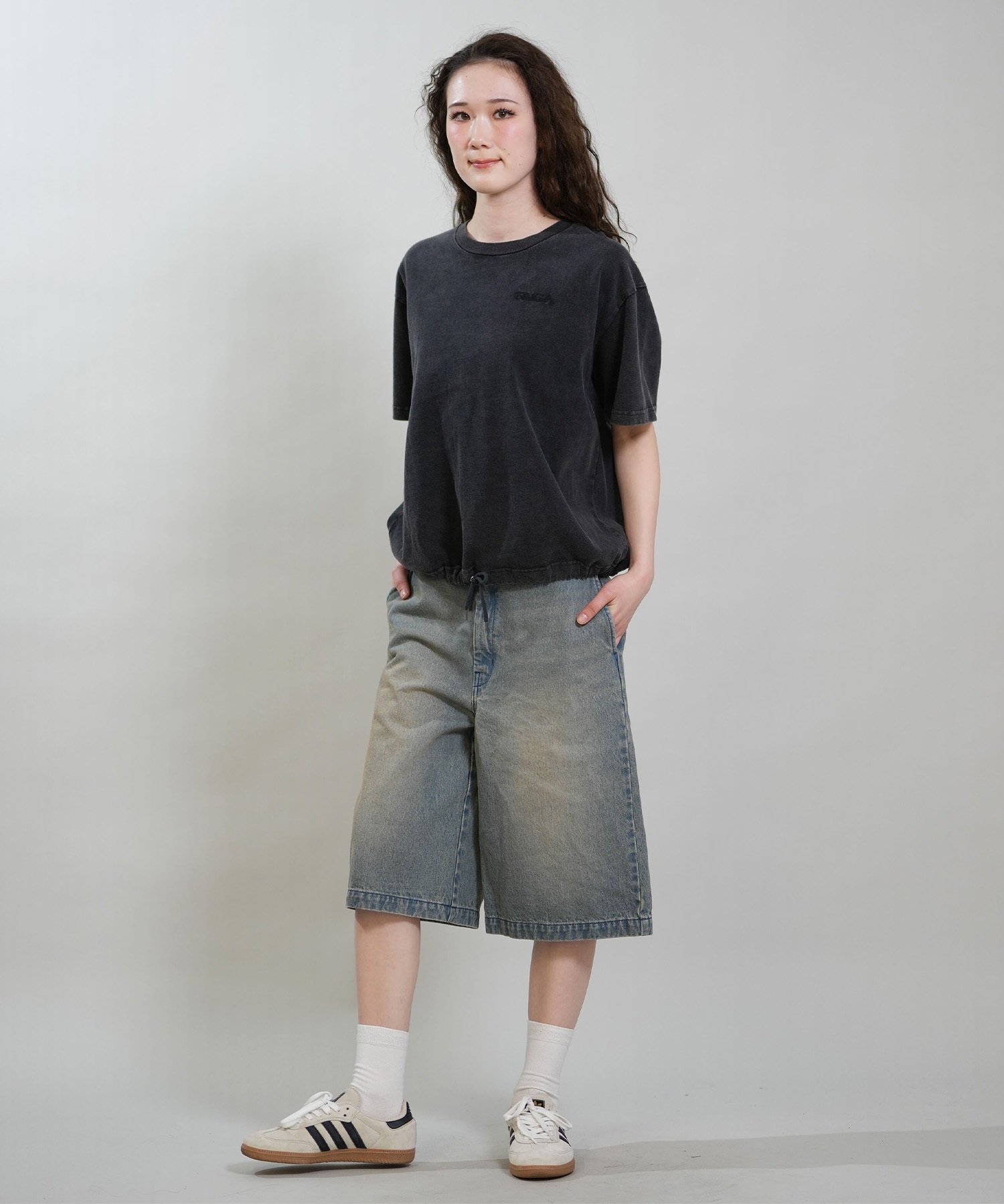 RVCA ルーカ 半袖 Tシャツ レディース シンプル RVCA CROPPED SS TEE BG043201(BLK-S)