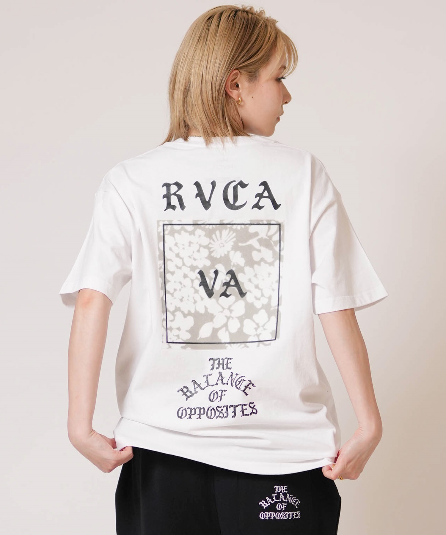 RVCA ルーカ 半袖 Tシャツ レディース バックプリント DAISY VA BOX LOGO LOOSE FIT SS TEE BG043203(BLK-S)