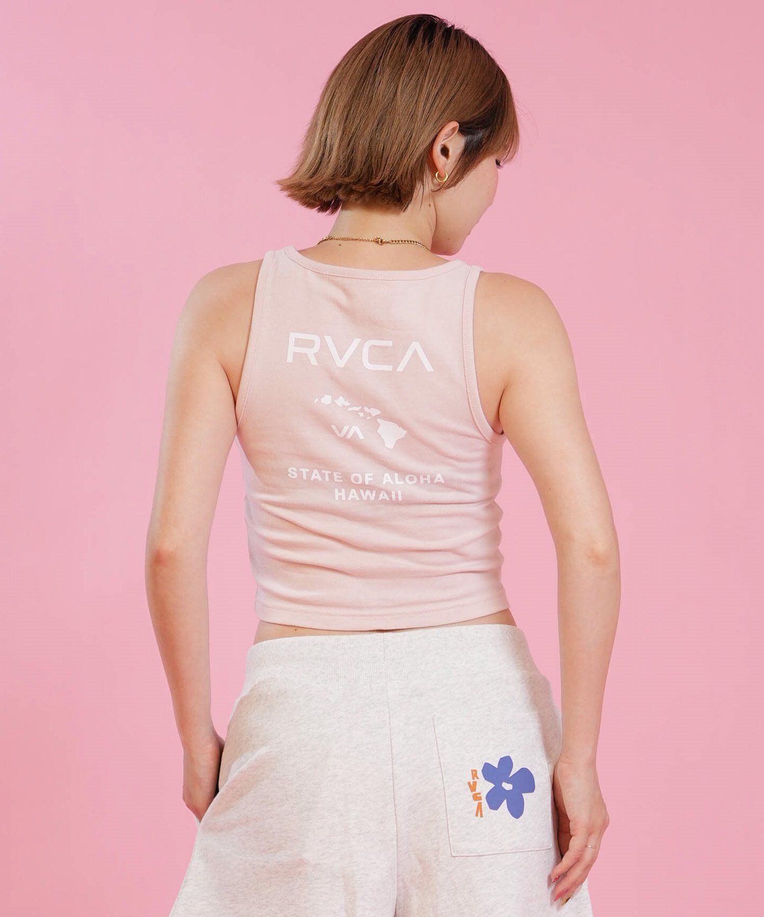 RVCA ルーカ タンクトップ レディース クロップド丈 ショート丈 バック