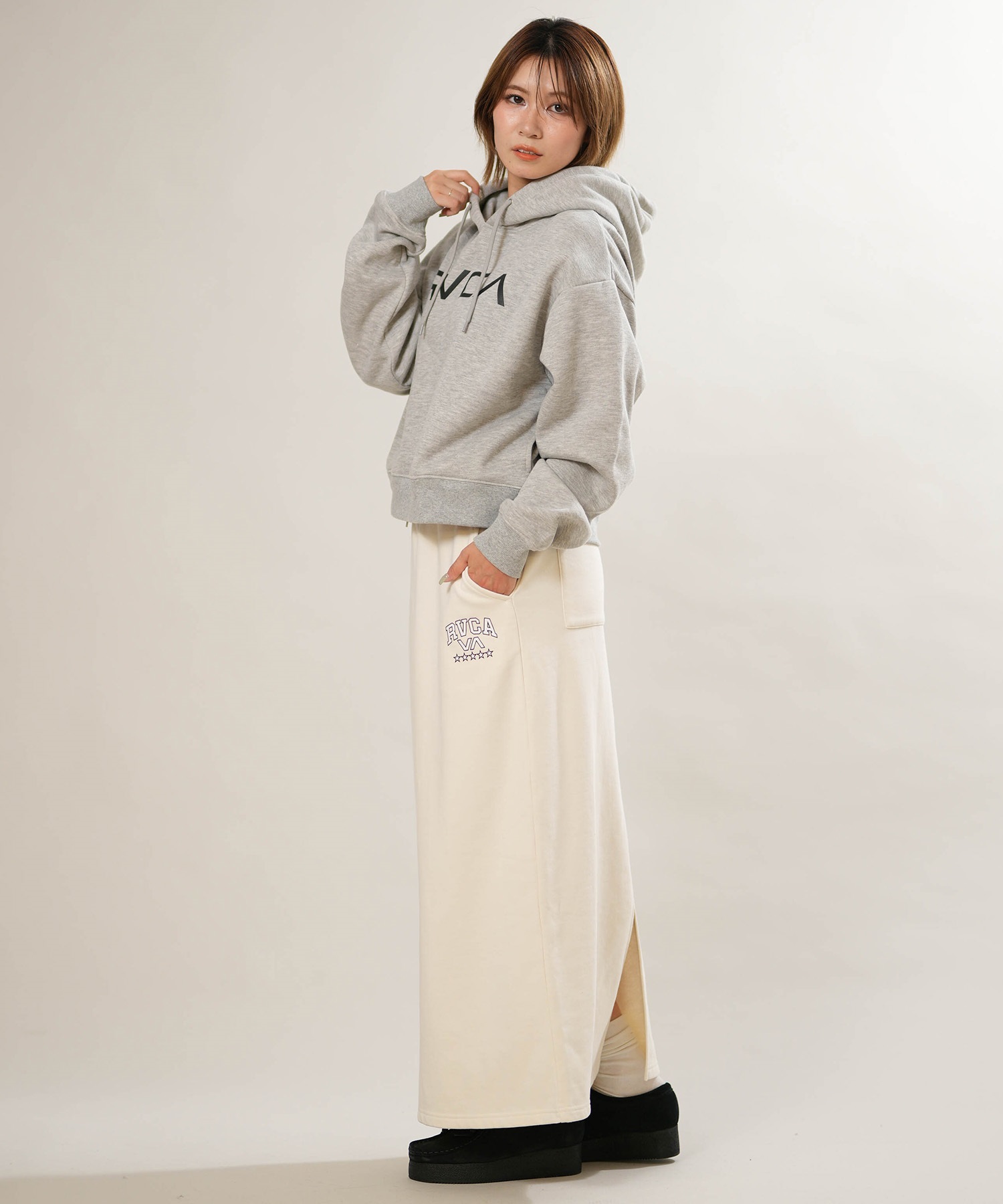 RVCA ルーカ スカート レディース スウェット マキシ丈 ロゴ バック