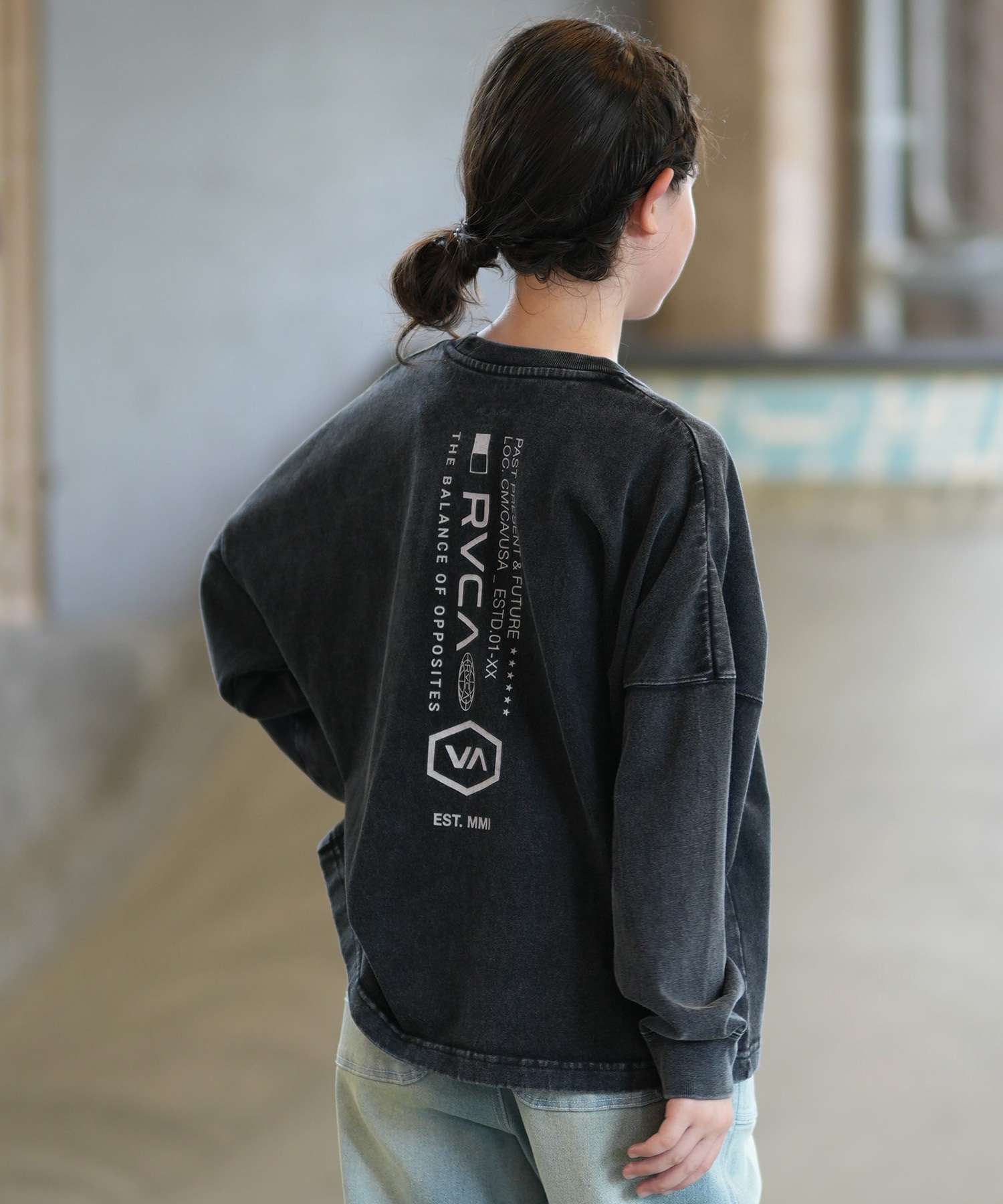 RVCA ルーカ 長袖 Tシャツ ロンT キッズ 子供 ロゴ バックプリント 冷
