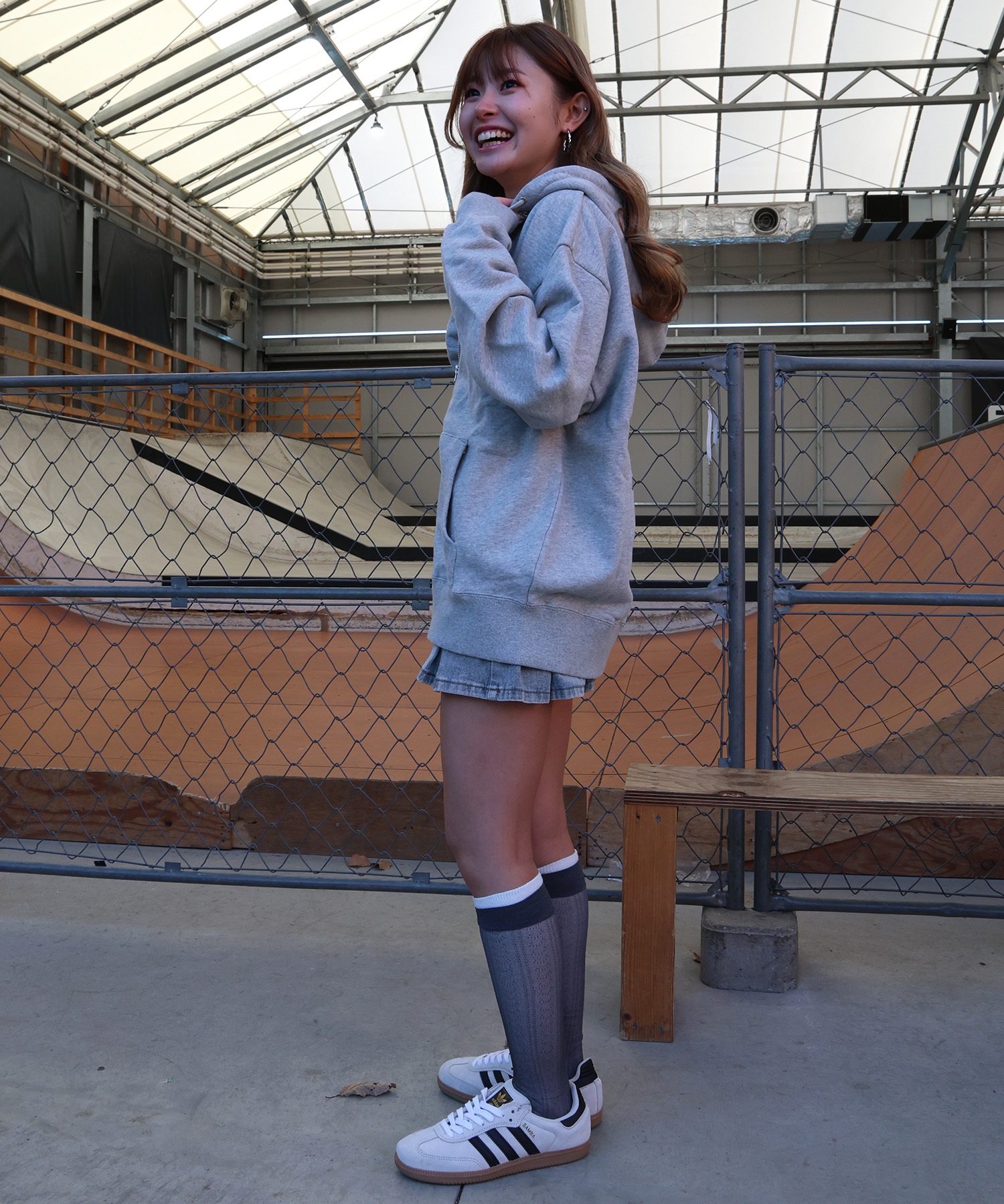 X-GIRL エックスガール ジップアップ パーカー レディース バックロゴ 裏毛 105254012027 ムラサキスポーツ限定(BLACK-S)