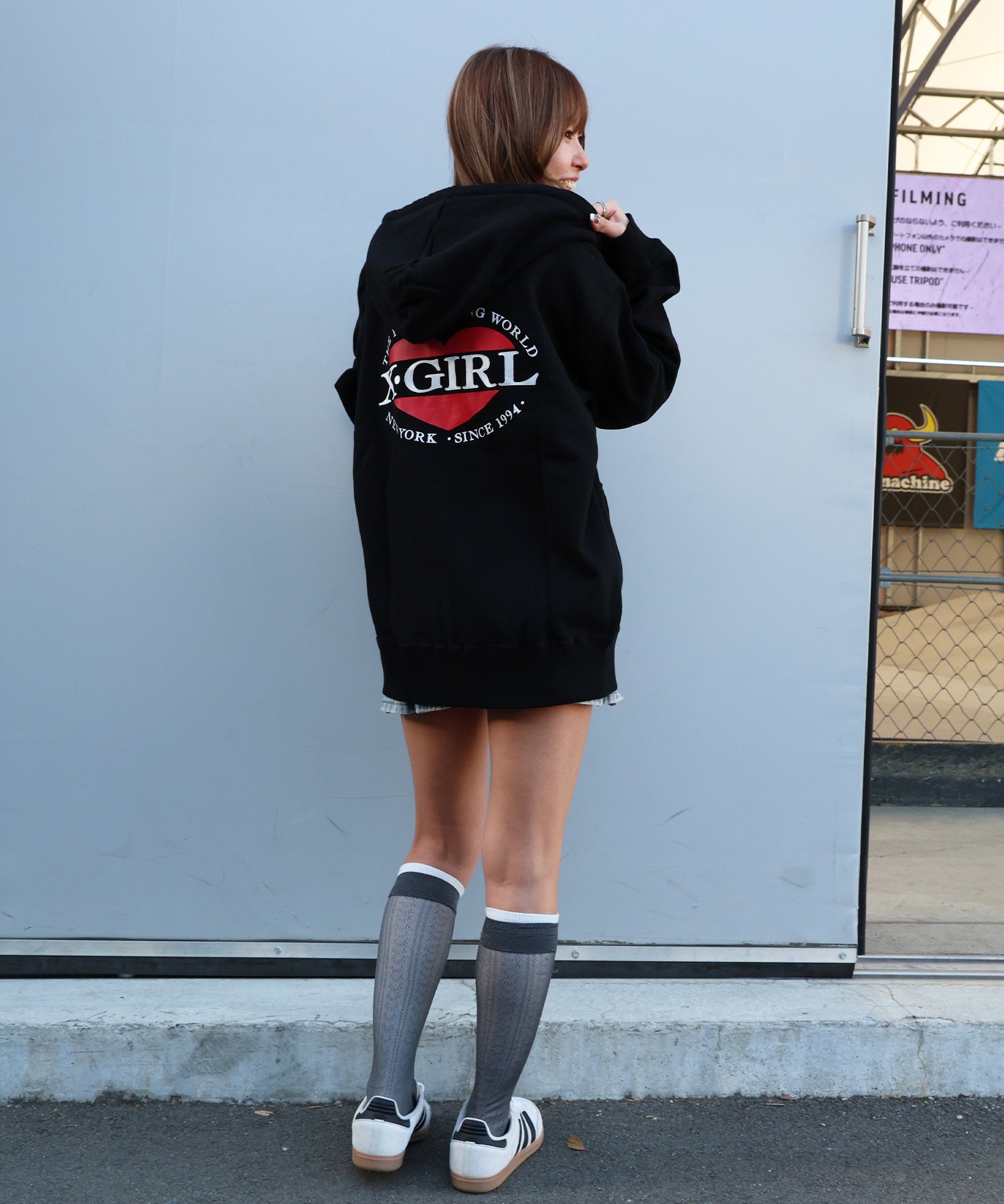 X-GIRL エックスガール ジップアップ パーカー レディース オーバー