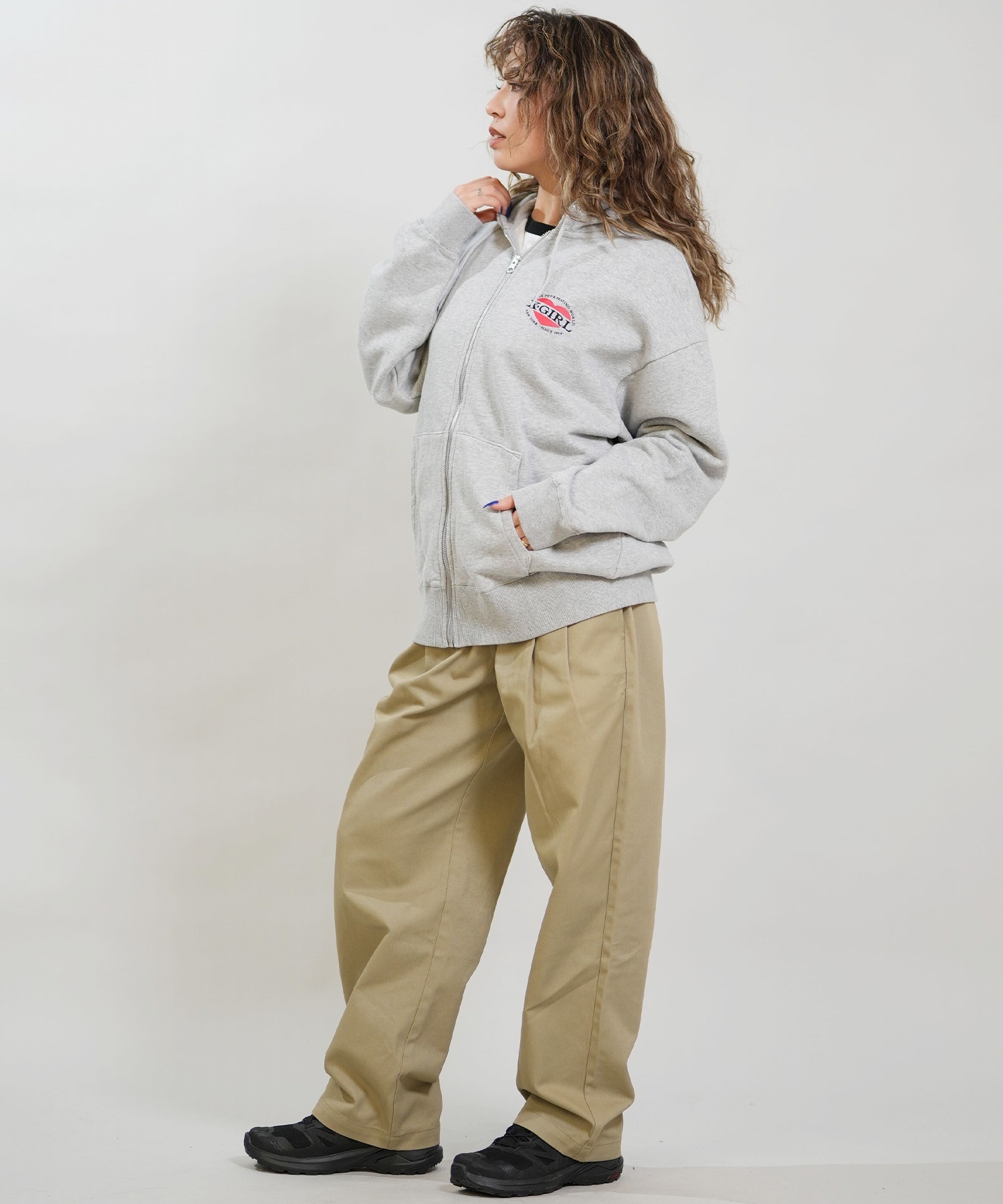 X-GIRL エックスガール ジップアップ パーカー レディース オーバー