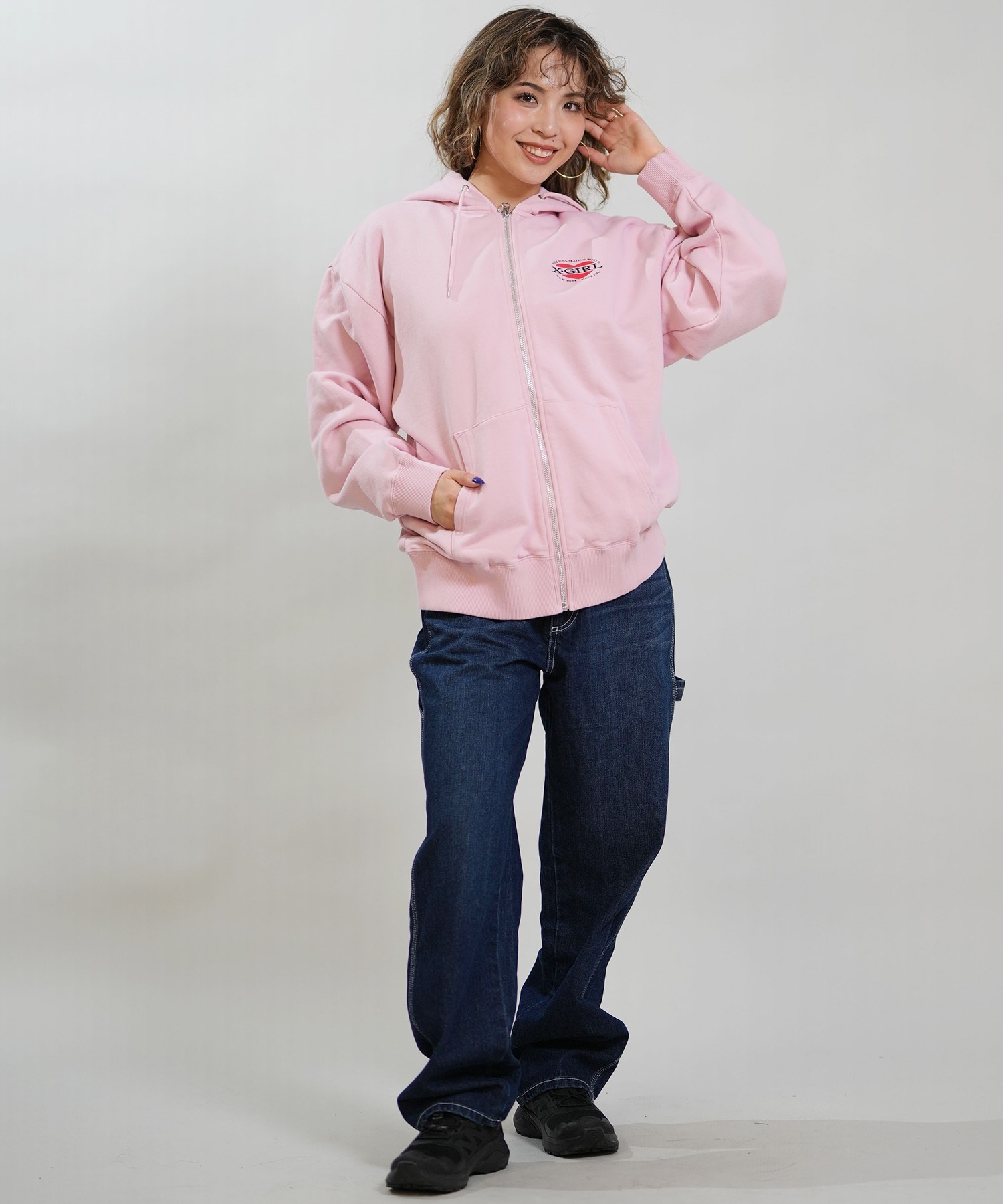 X-GIRL エックスガール ジップアップ パーカー レディース オーバー