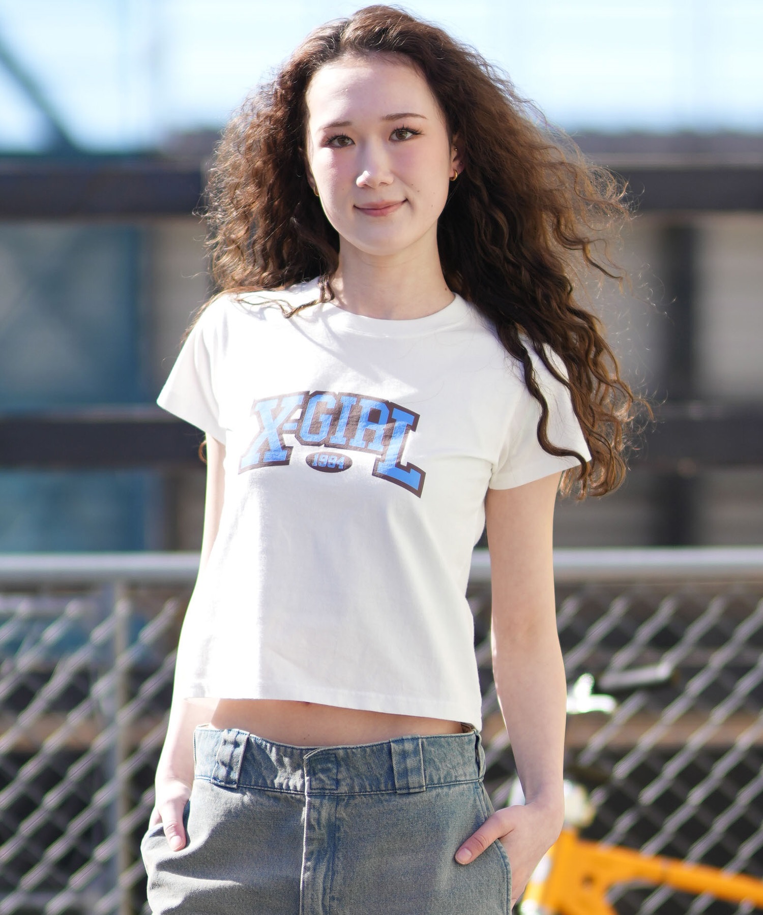 X-GIRL エックスガール 半袖 Tシャツ レディース クロップド丈 
