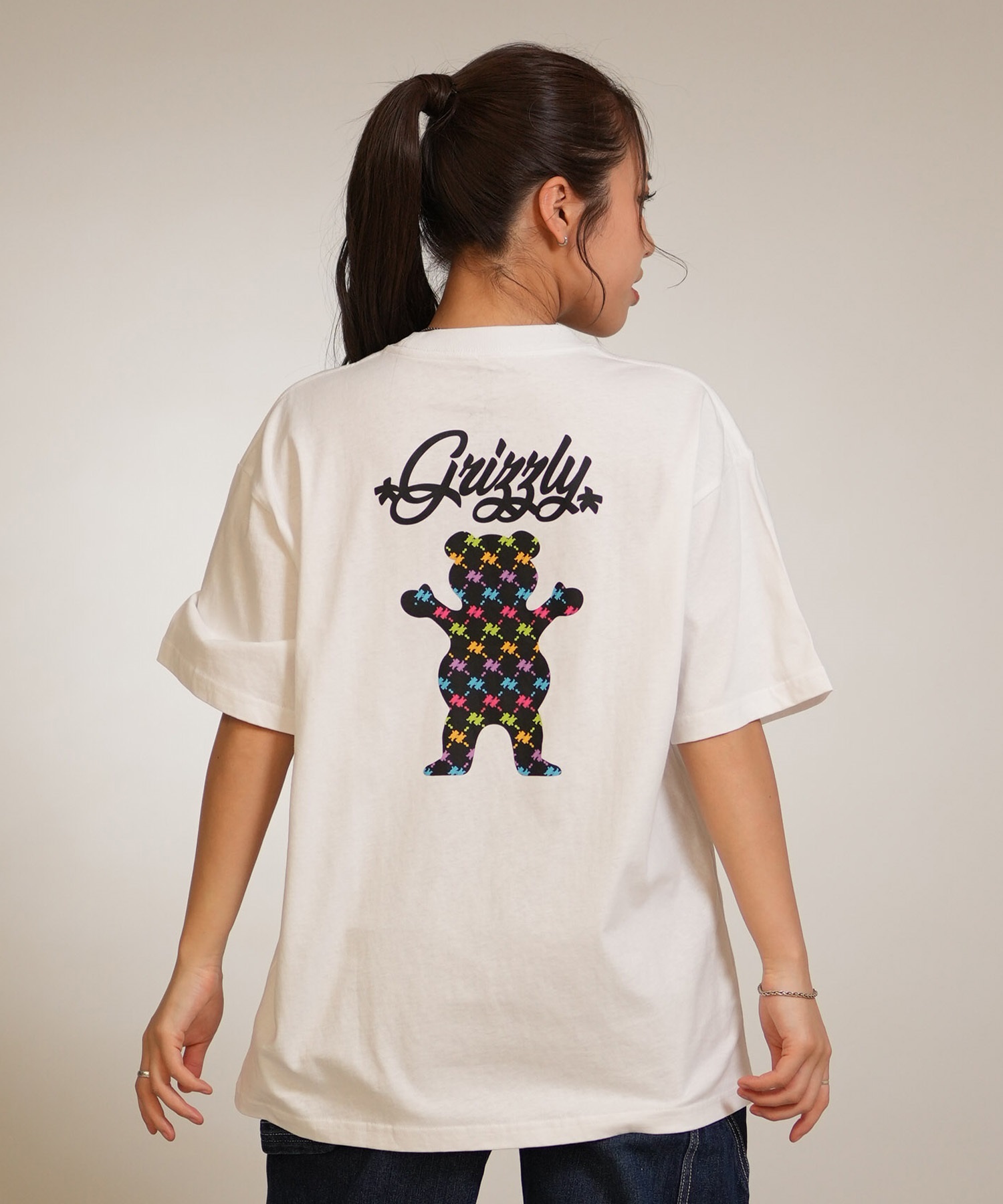 GRIZZLY グリズリー 半袖 Tシャツ レディース バックプリント PUZZLE