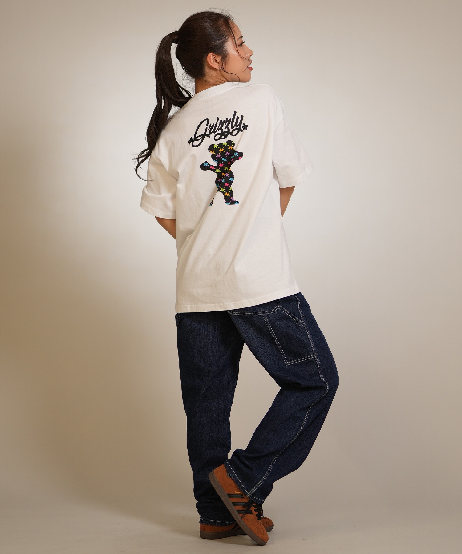 GRIZZLY グリズリー 半袖 Tシャツ レディース バックプリント PUZZLE
