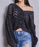 GYDA ジェイダ カーディガン レディース クロップド丈 ショート丈 2WAYメッシュブリーチニットトップス 72622602201(BLK-FREE)