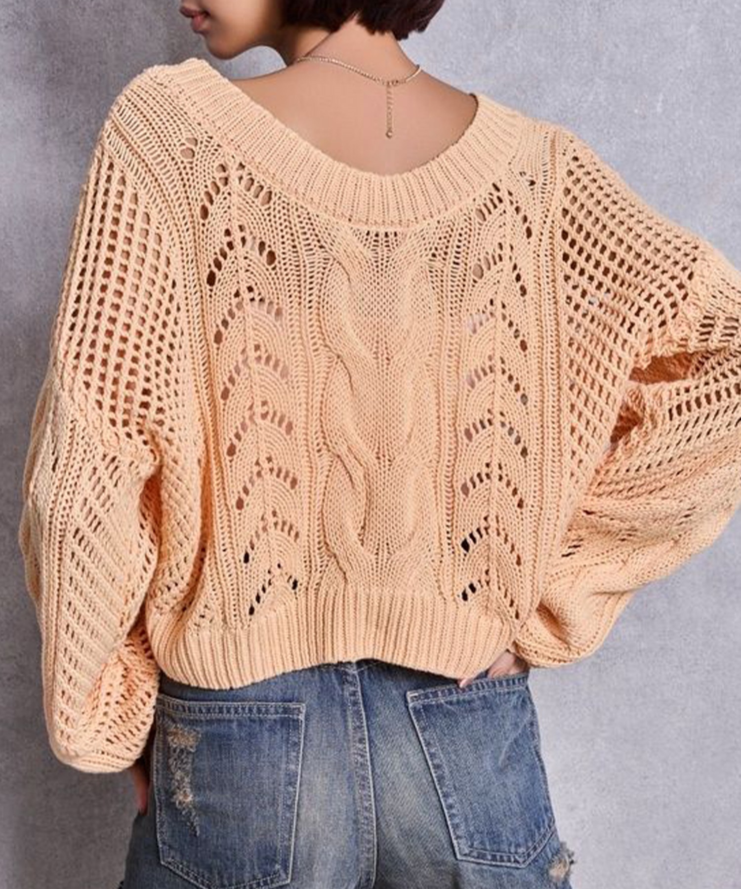 GYDA ジェイダ カーディガン レディース クロップド丈 ショート丈 2WAYメッシュブリーチニットトップス 72622602201(BLK-FREE)