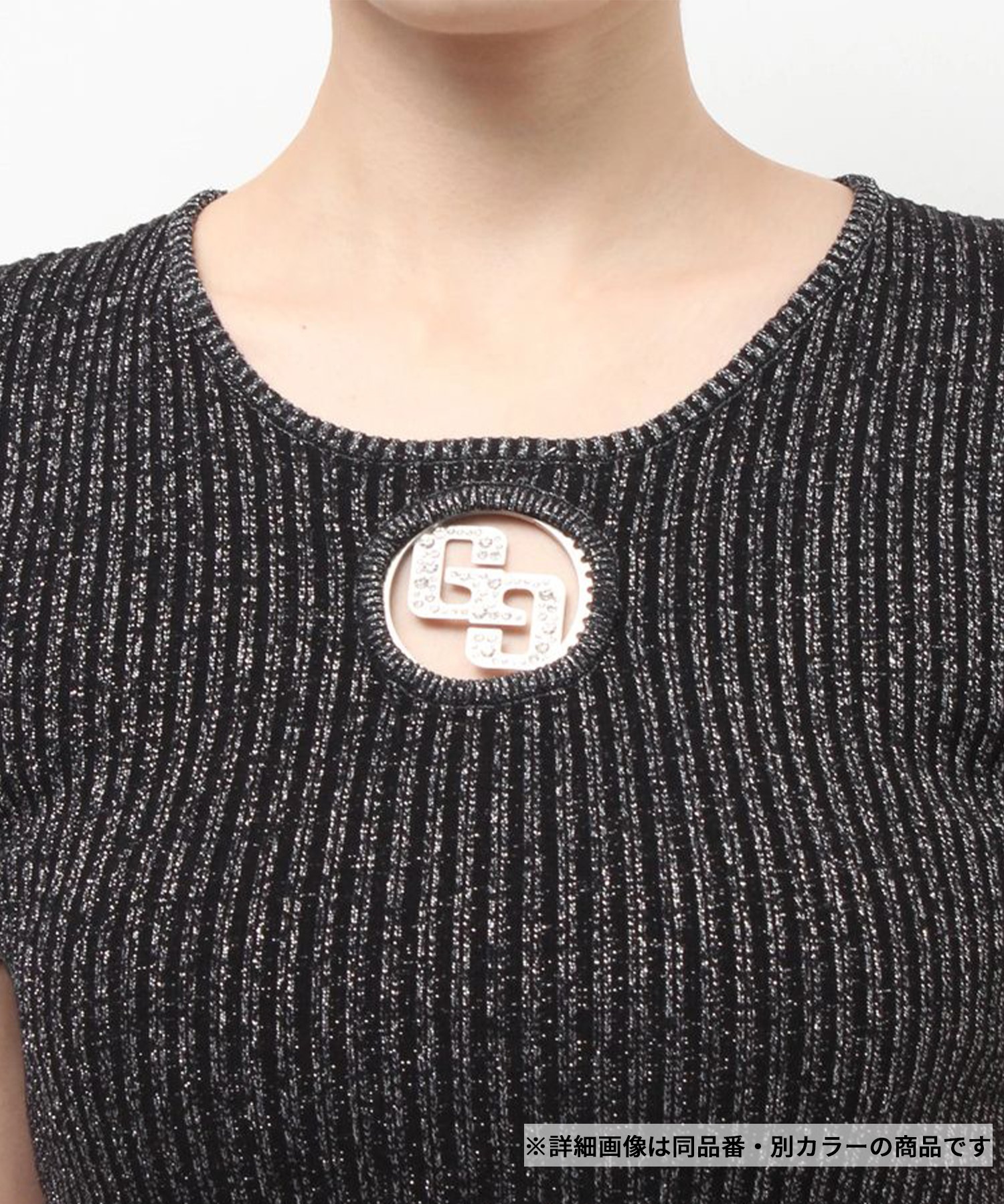 GYDA ジェイダ 半袖 Tシャツ レディース クロップド丈 ショート丈 GG bijou MOLDラメニットトップス 72622631901(ORG-FREE)