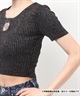 GYDA ジェイダ 半袖 Tシャツ レディース クロップド丈 ショート丈 GG bijou MOLDラメニットトップス 72622631901(ORG-FREE)