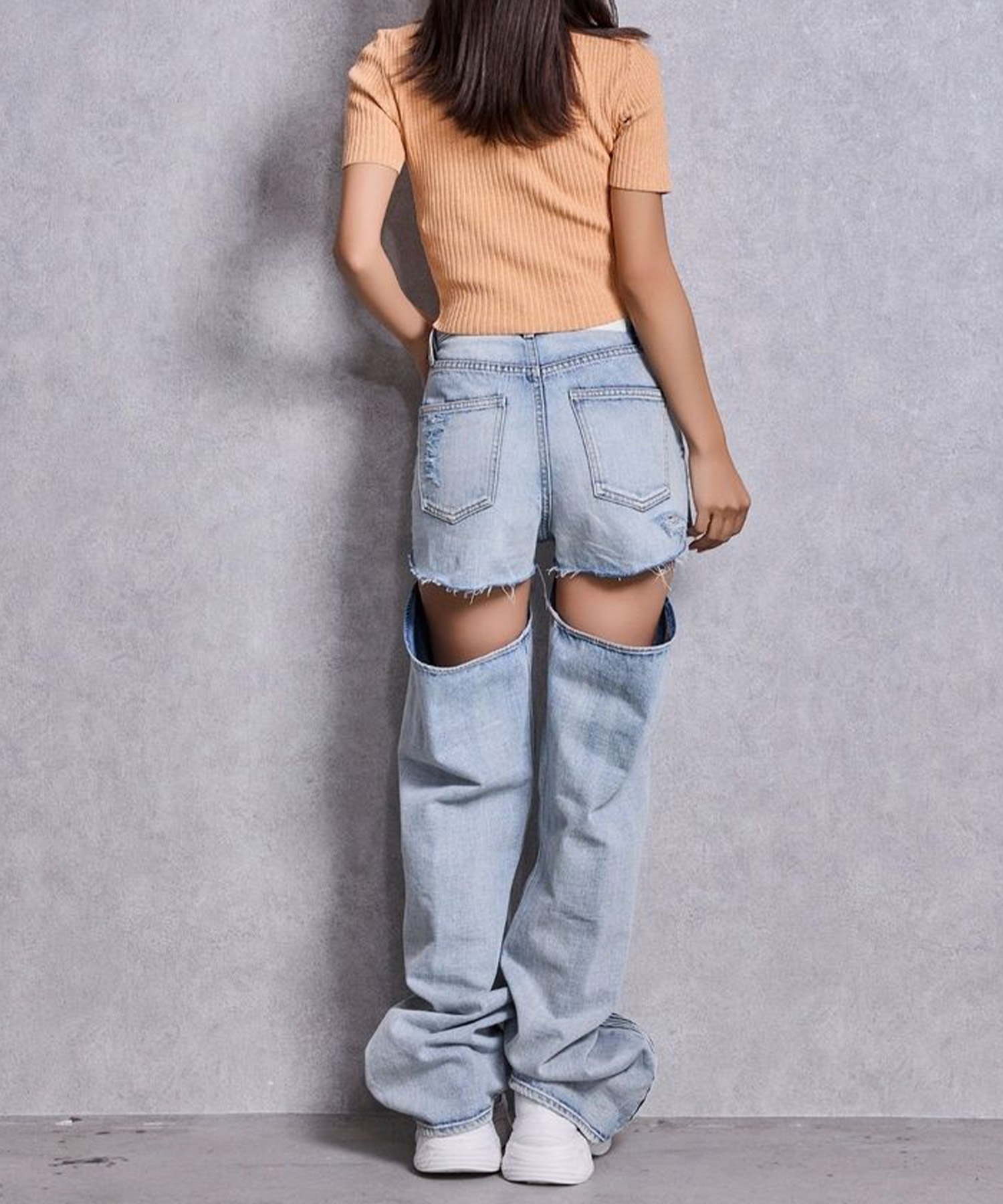 GYDA ジェイダ 半袖 Tシャツ レディース クロップド丈 ショート丈 GG bijou MOLDラメニットトップス 72622631901(ORG-FREE)