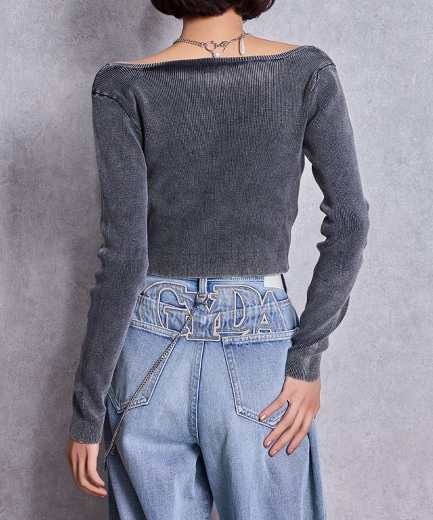 ジェイダ　トップス ダブルZIPオフショルリブニットトップス[品番：MKSW0054849]｜GYDA