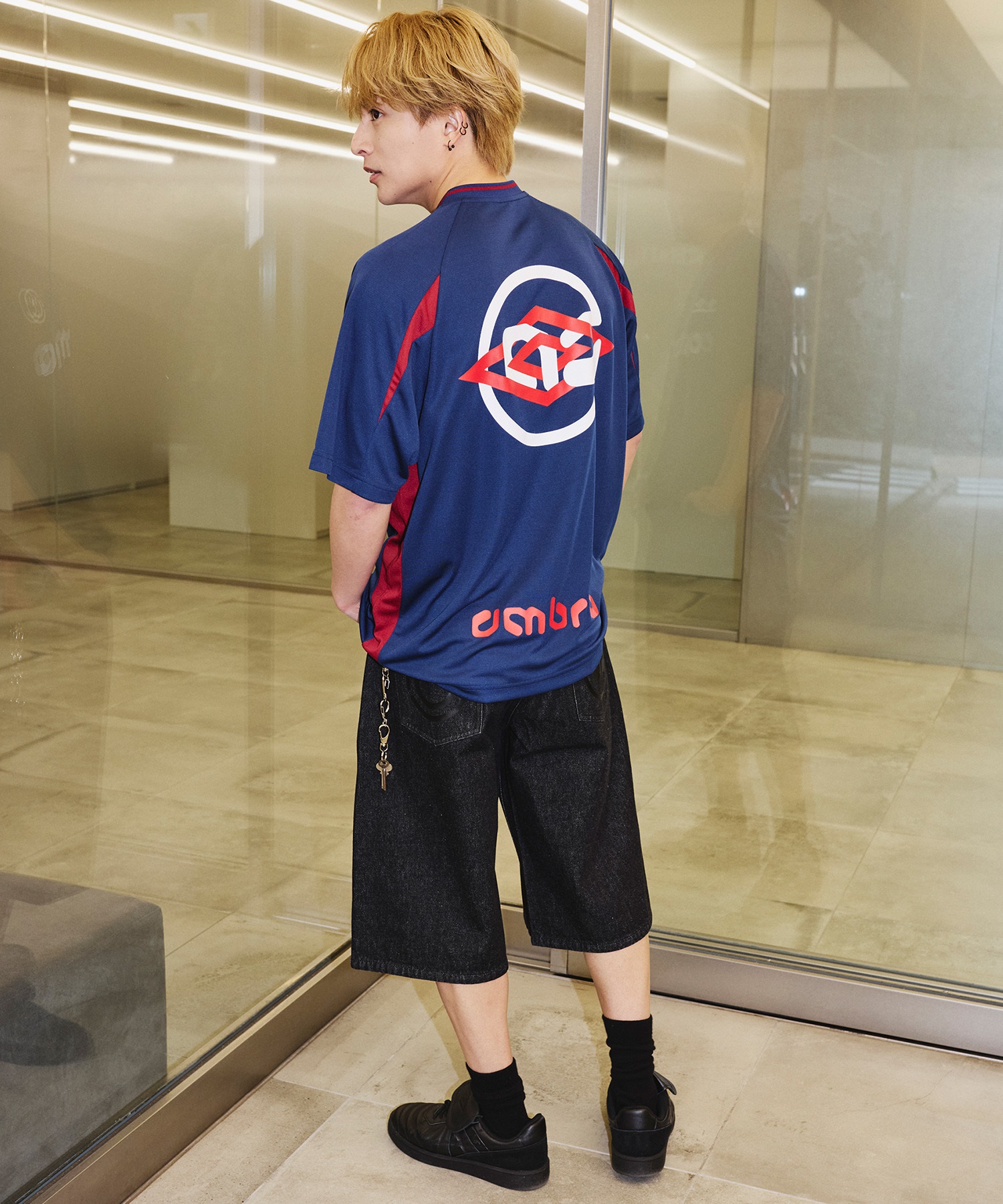 【予約商品 5月上旬より順次発送】UMBRO アンブロ × ALAN SHIRAHAMA デニムショーツ UM26SSAL-PT03(BLACK-M)