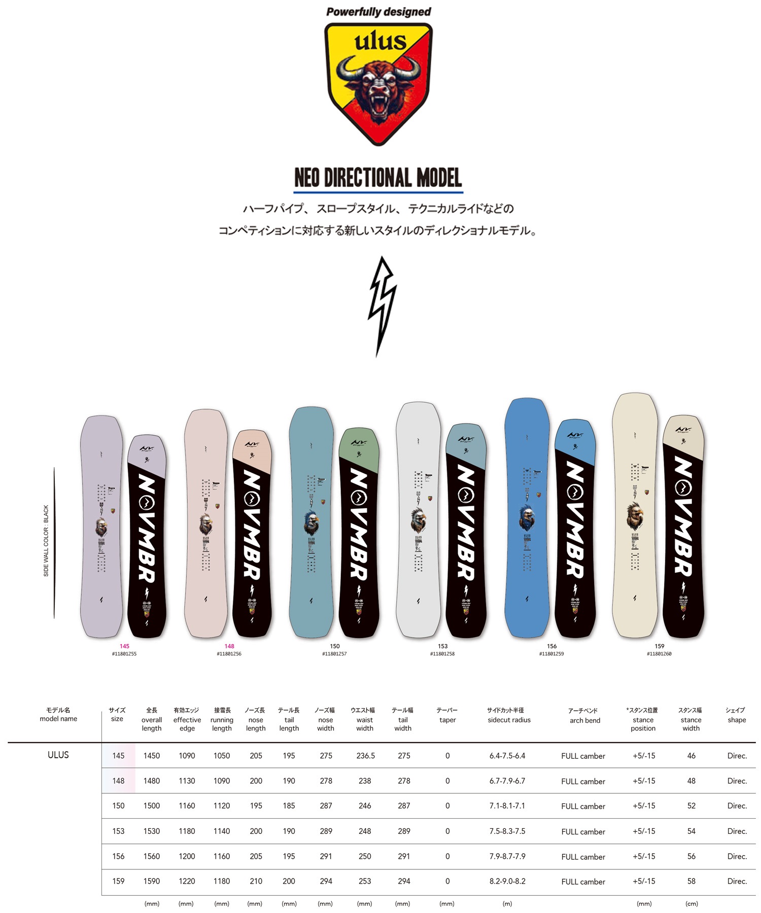 NOVEMBER ノーベンバー ウルス ULUS スノーボード 板 ハーフパイプ