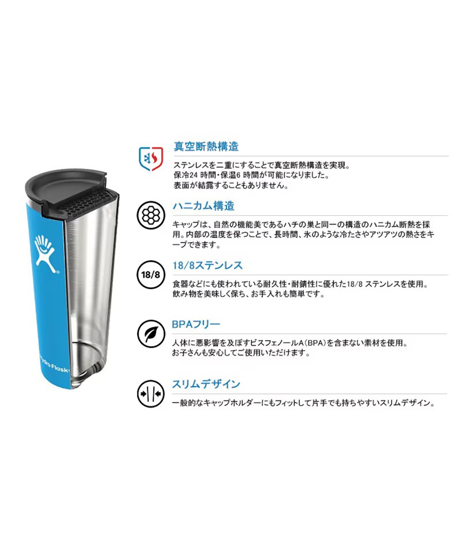 Hydro Flask ハイドロフラスク ステンレスボトル 709ml Clear Lid 24oz