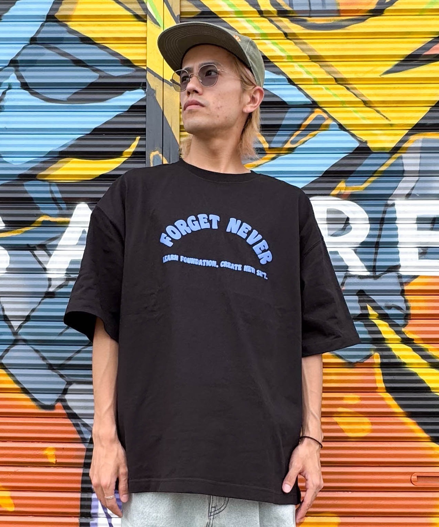 FORGET NEVER フォーゲットネバー コラボレーション 半袖 Tシャツ メンズ バックプリント 263OO1ST943FN ムラサキスポーツ限定(WHT-M)