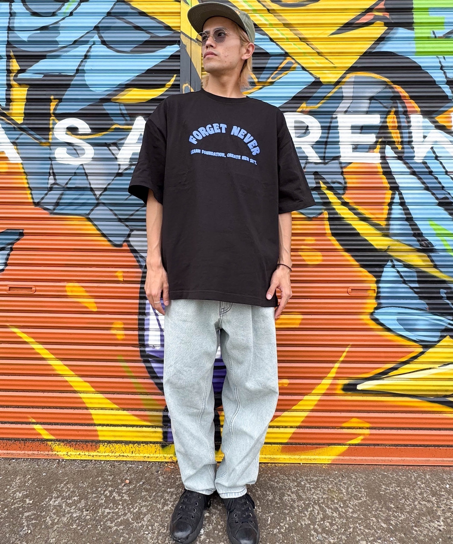 FORGET NEVER フォーゲットネバー コラボレーション 半袖 Tシャツ メンズ バックプリント 263OO1ST943FN ムラサキスポーツ限定(WHT-M)