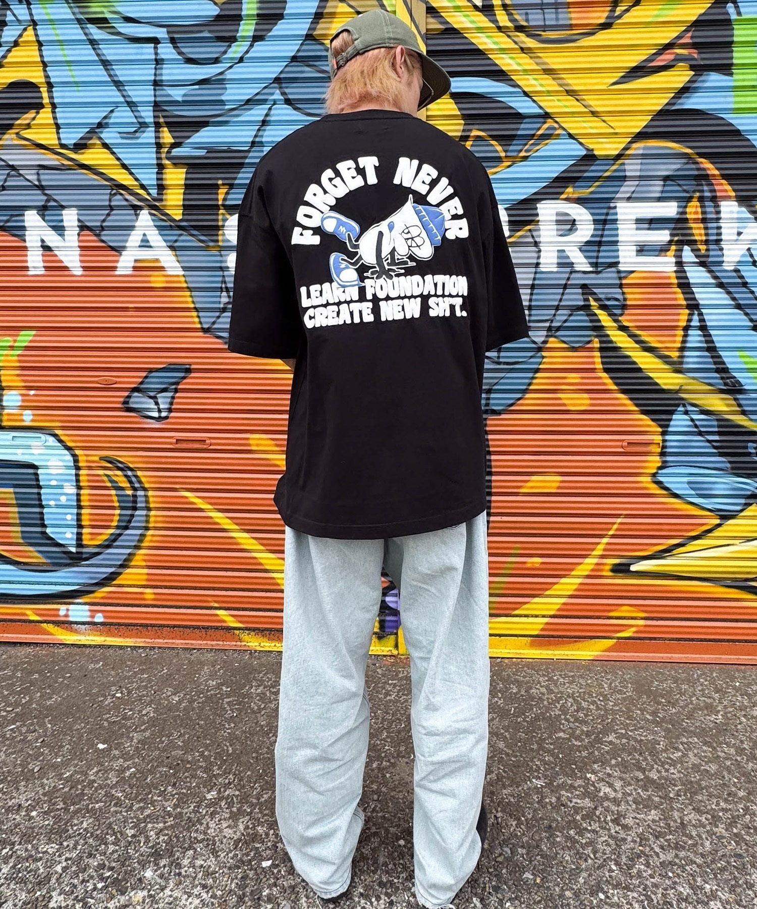 FORGET NEVER フォーゲットネバー コラボレーション 半袖 Tシャツ メンズ バックプリント 263OO1ST943FN ムラサキスポーツ限定(WHT-M)