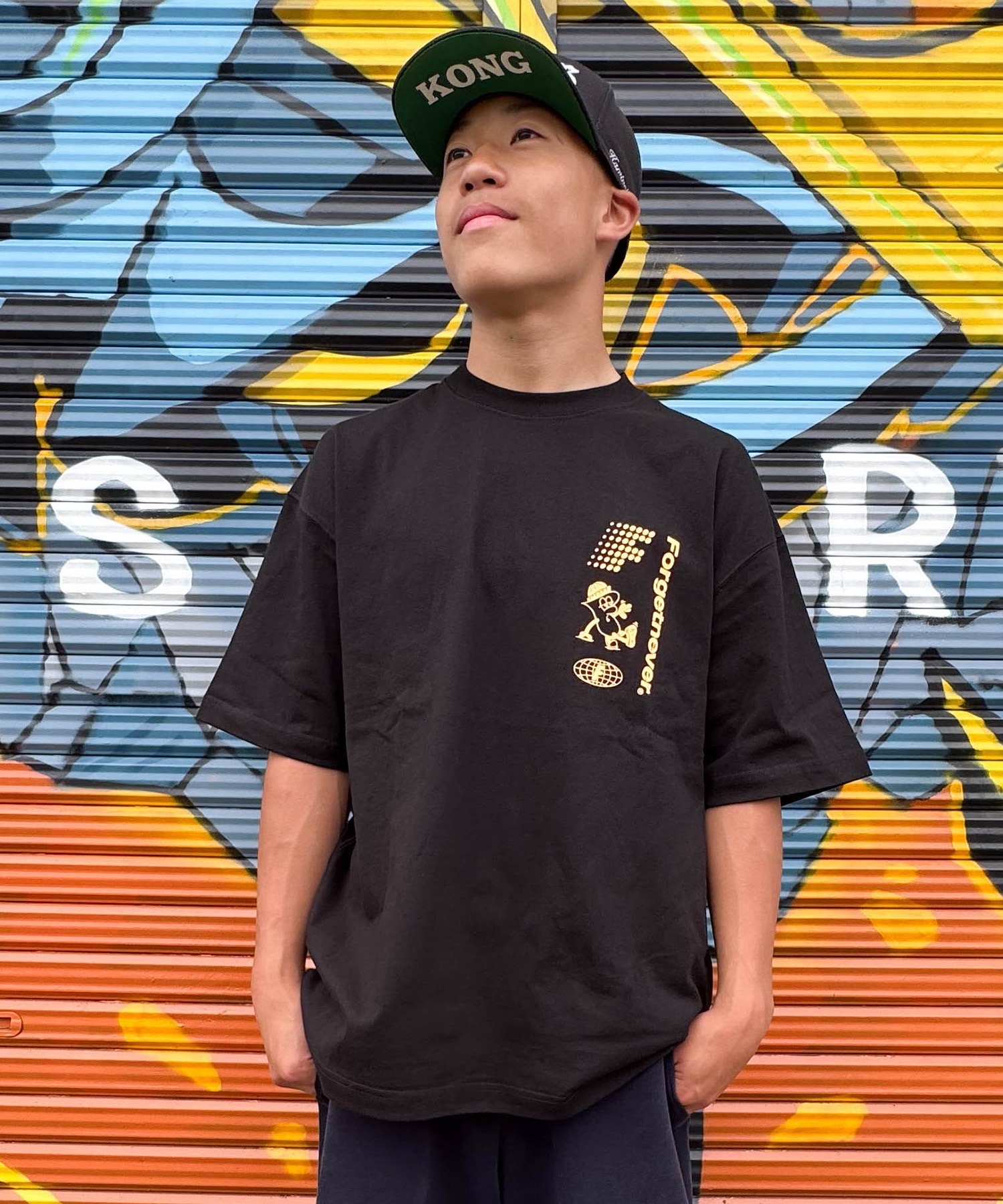 FORGET NEVER フォーゲットネバー コラボレーション 半袖 Tシャツ メンズ バックプリント 263OO1ST944FN ムラサキスポーツ限定(WHT-M)