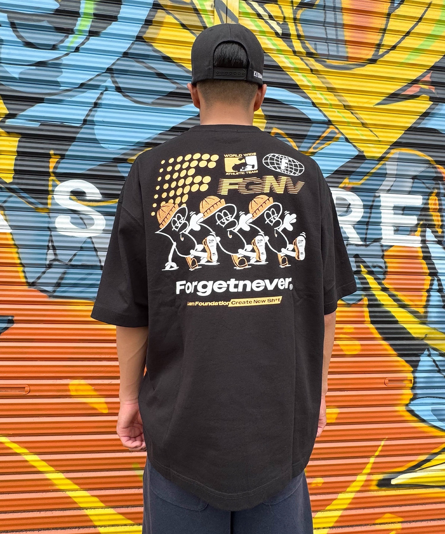 FORGET NEVER フォーゲットネバー コラボレーション 半袖 Tシャツ メンズ バックプリント 263OO1ST944FN ムラサキスポーツ限定(WHT-M)