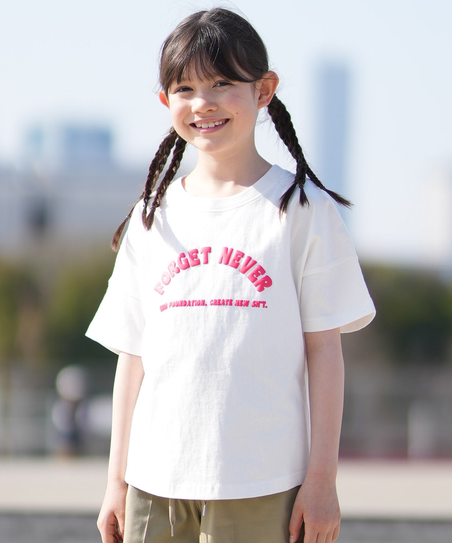 FORGET NEVER フォーゲットネバー 半袖 Tシャツ キッズ ジュニア 子供 グラフィックTシャツ 263OO3ST941FN ムラサキスポーツ限定(BLK-130cm)
