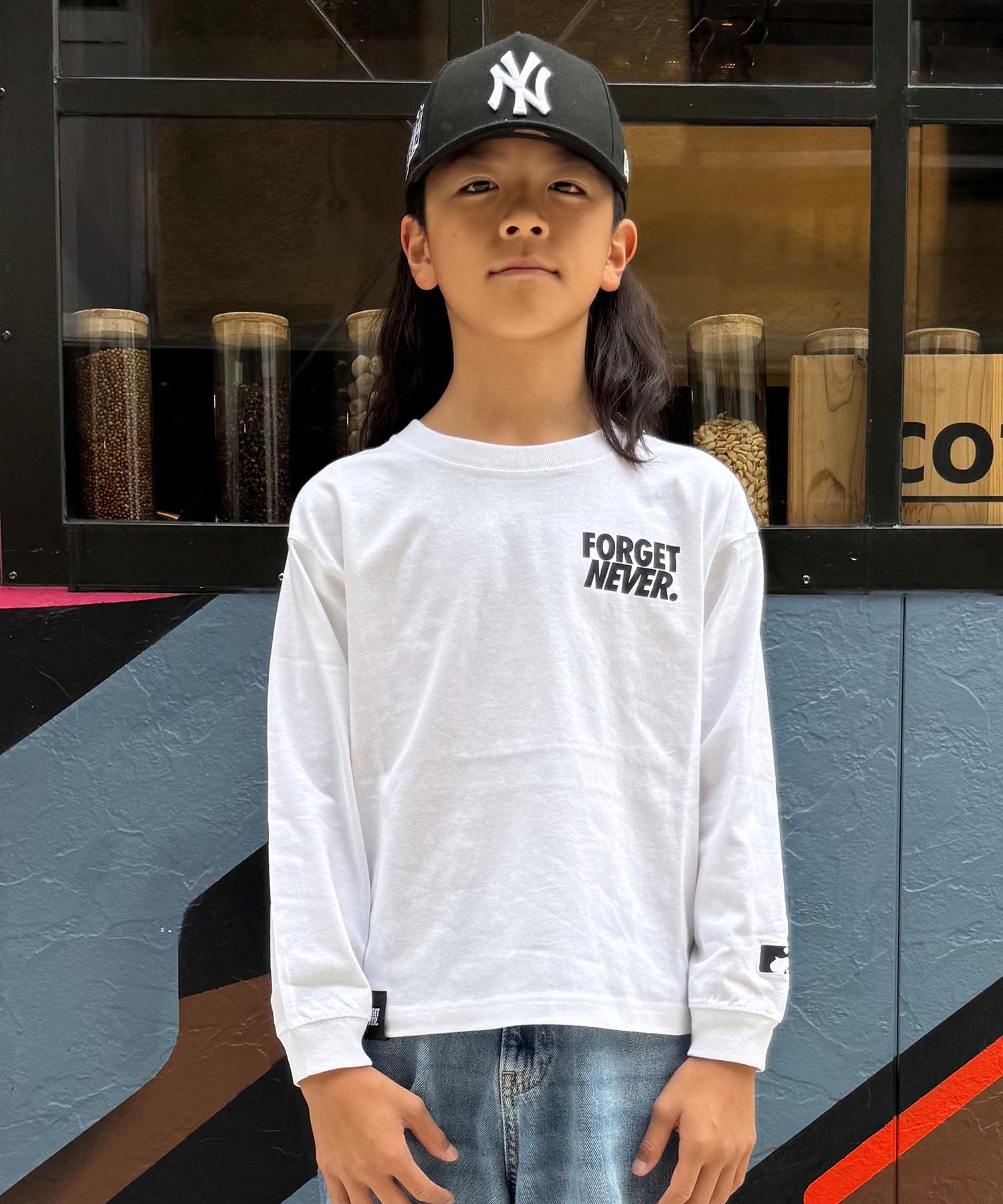 FORGET NEVER フォーゲットネバー 長袖 Tシャツ ロンT キッズ 子供 バックプリント 264OO3LT369FN(WHT-130cm)