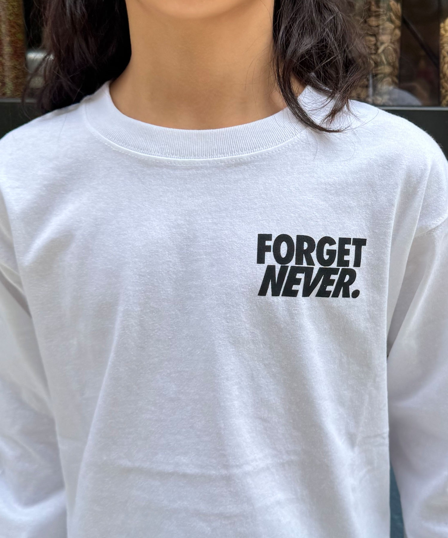 FORGET NEVER フォーゲットネバー 長袖 Tシャツ ロンT キッズ 子供 バックプリント 264OO3LT369FN(WHT-130cm)