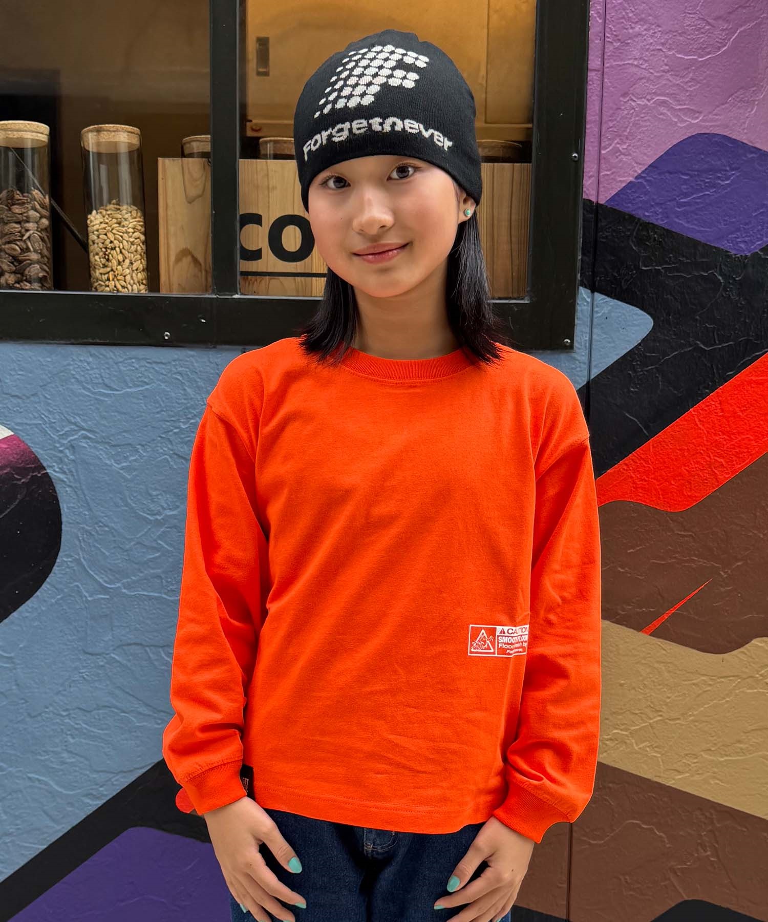 FORGET NEVER フォーゲットネバー 長袖 Tシャツ ロンT キッズ 子供 バックプリント 264OO3LT371FN(BLK-130cm)