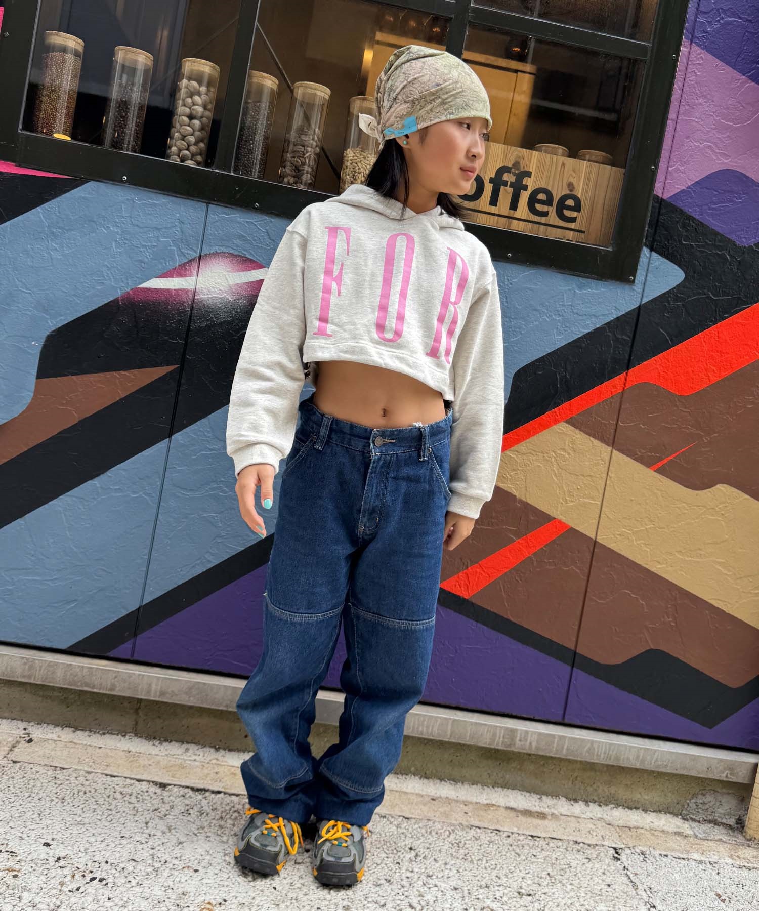 FORGET NEVER フォーゲットネバー プルオーバー パーカー フーディー キッズ 子供 クロップド丈 ショート丈 264OO3PK173FN(GRY-130cm)