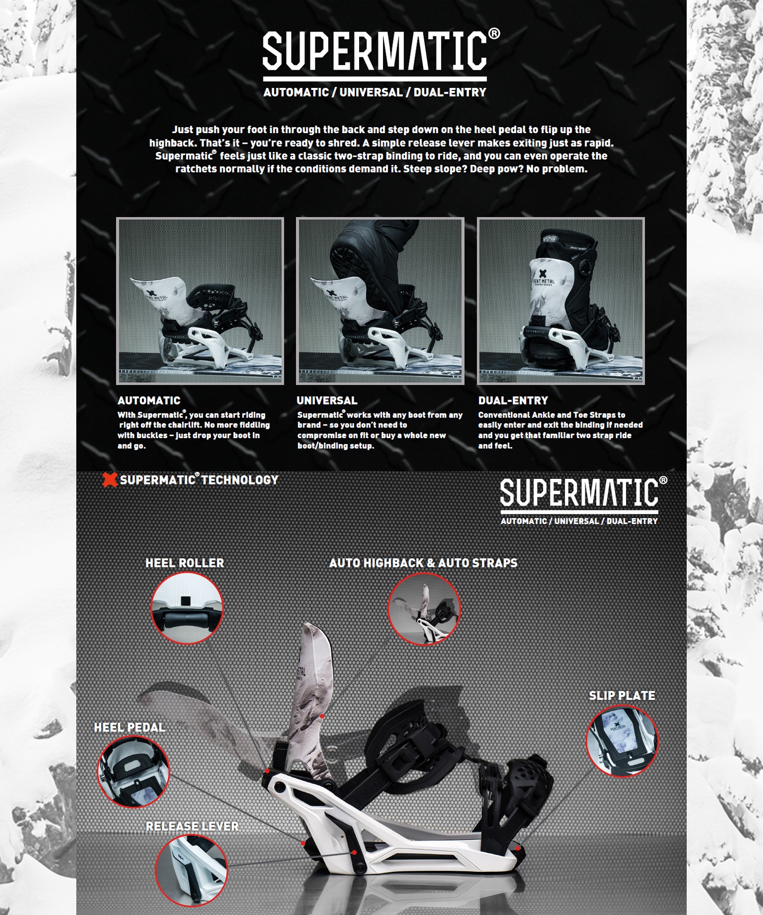 BENTMETAL ベントメタル ライトニングスーパーマチック LIGHTNING SUPERMATIC スノーボード バインディング ビンディング ユニセックス 26-27 早期購入(WHITE-M)