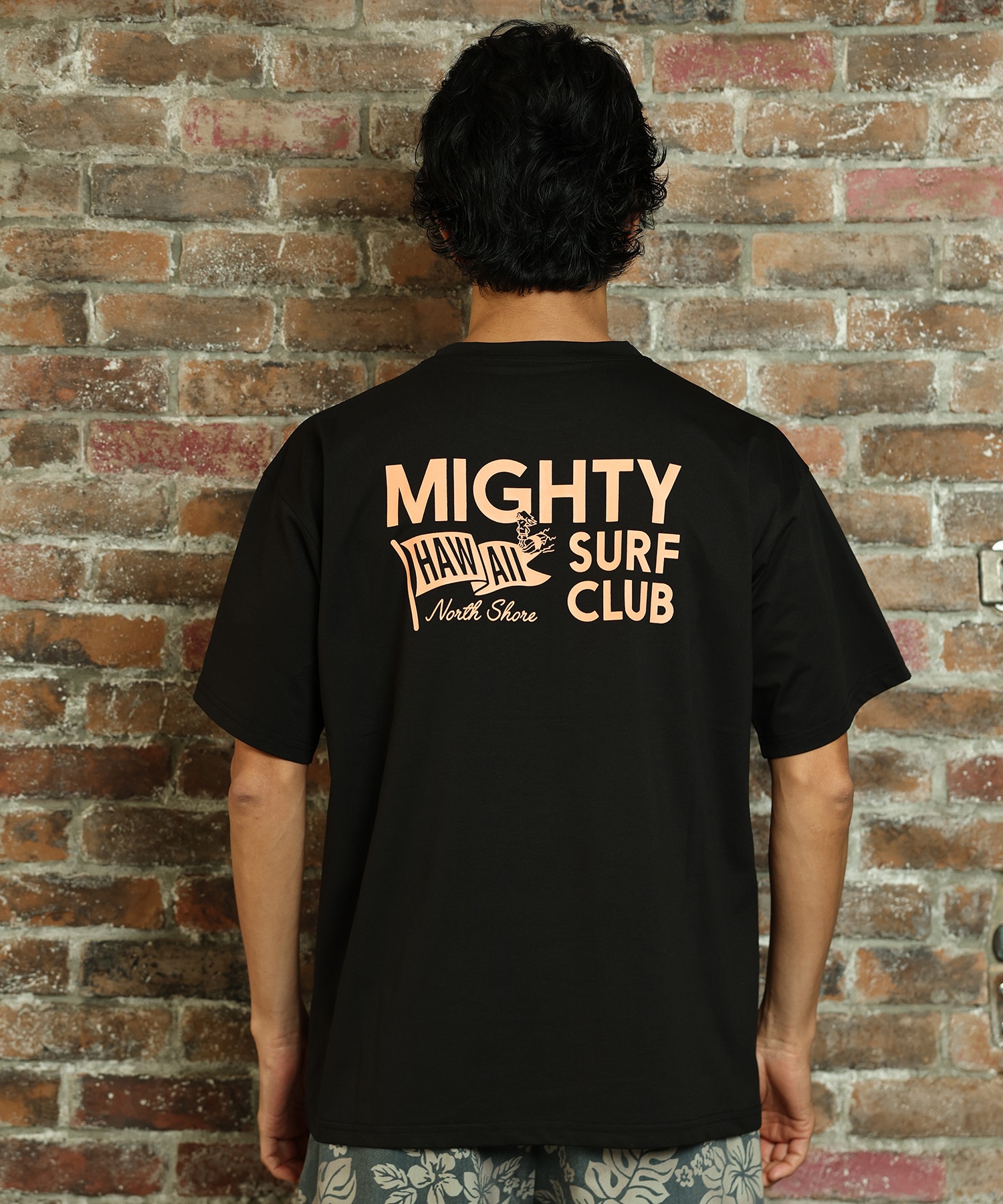 Brookカーブフィッシュ Tシャツ Mサイズ 黒 Mighty Surf Club マイティーサーフクラブ 半袖 Tシャツ メンズ バック