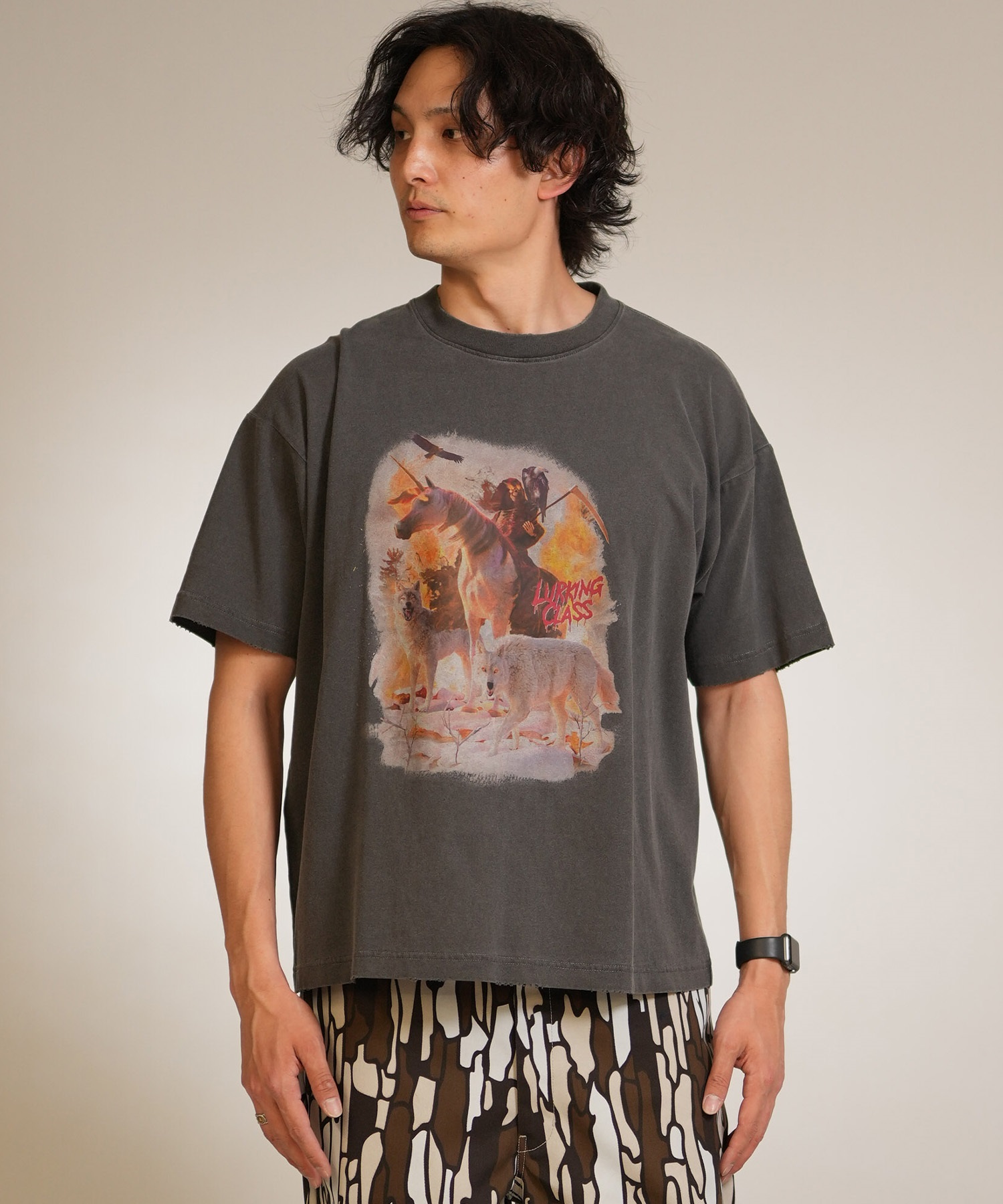 LURKING CLASS ラーキングクラス 半袖 Tシャツ メンズ REAPER DAMAGED