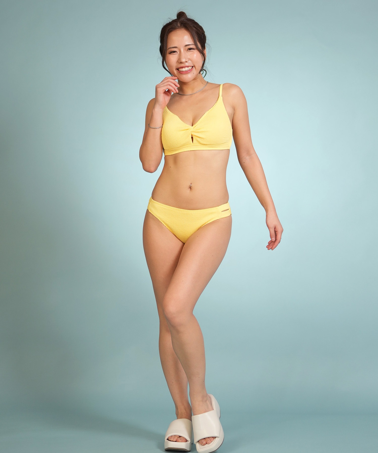 リブ編みセパレートビキニ クリーム色 RINEN & COMPANY リネン アンド カンパニー 水着 ビキニ レディース