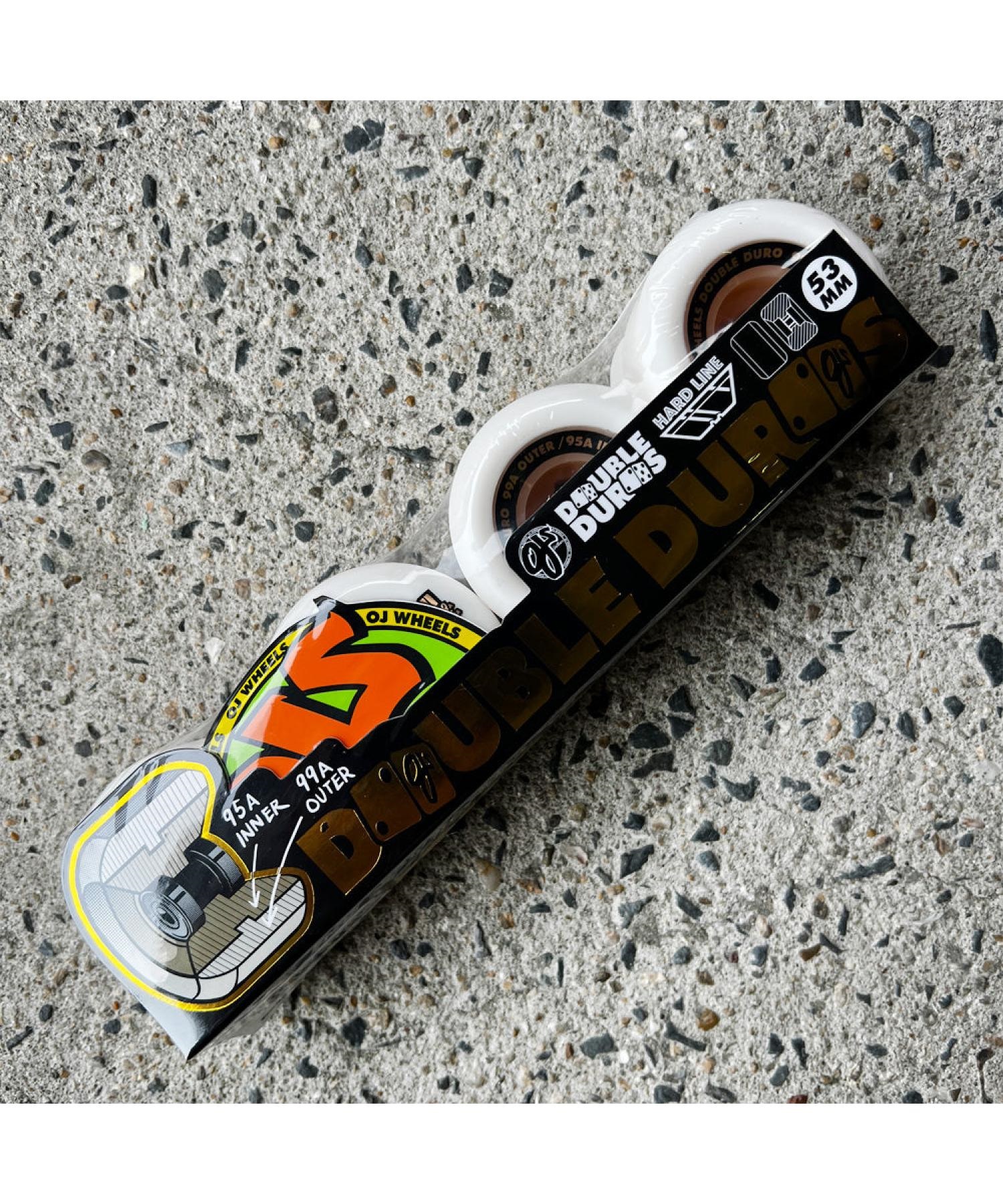 ウィール OJ WHEEL オージェイウィール DOUBLE DURO WHITE/GUM HARDLINE 99A/95A WHEELS(ONE-ONE)