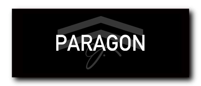 Paragon logo on a black banner: bold white PARAGON text with a gray roof outline above and a cursive signature below.