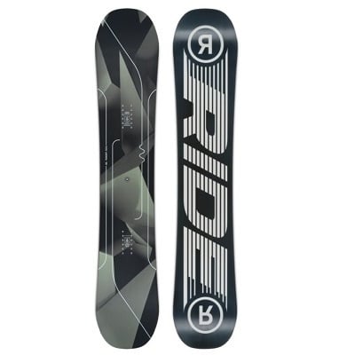 AGENDA - SHOP NEWS | ムラサキスポーツオンラインストア 通販 Pair of snowboard boards standing upright: one with abstract geometric camo pattern, the other with bold diagonal text graphics on a dark background