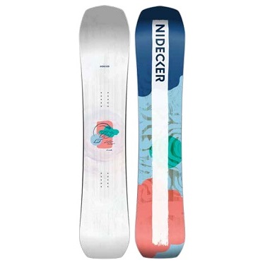 VENUS - SHOP NEWS | ムラサキスポーツオンラインストア 通販 Two snowboards standing upright side by side, one white with a colorful graphic and the other blue with brand text and a pink/orange pattern.