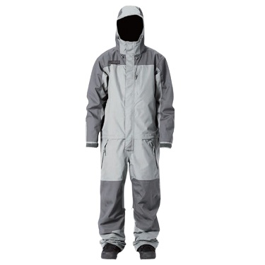 WAMPA 1 - SHOP NEWS | ムラサキスポーツオンラインストア 通販 Full-body gray protective coverall with hood, zip front, and boot covers.