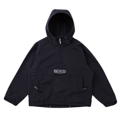 Black hooded pullover with a front kangaroo pocket and small logo on the chest.