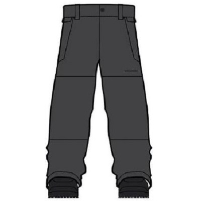 Illustration of dark gray hiking pants with a belt, front pockets, and reinforced knee panels with layered seams.